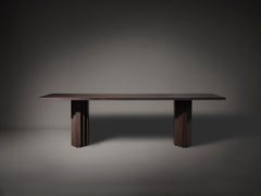 Mesa de comedor brutalista monumental de madera maciza de roble Brut Slim