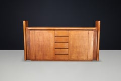 Monumental Brutalist Solid Walnut Sideboard by Officina Rivadossi, Italy, 1970s