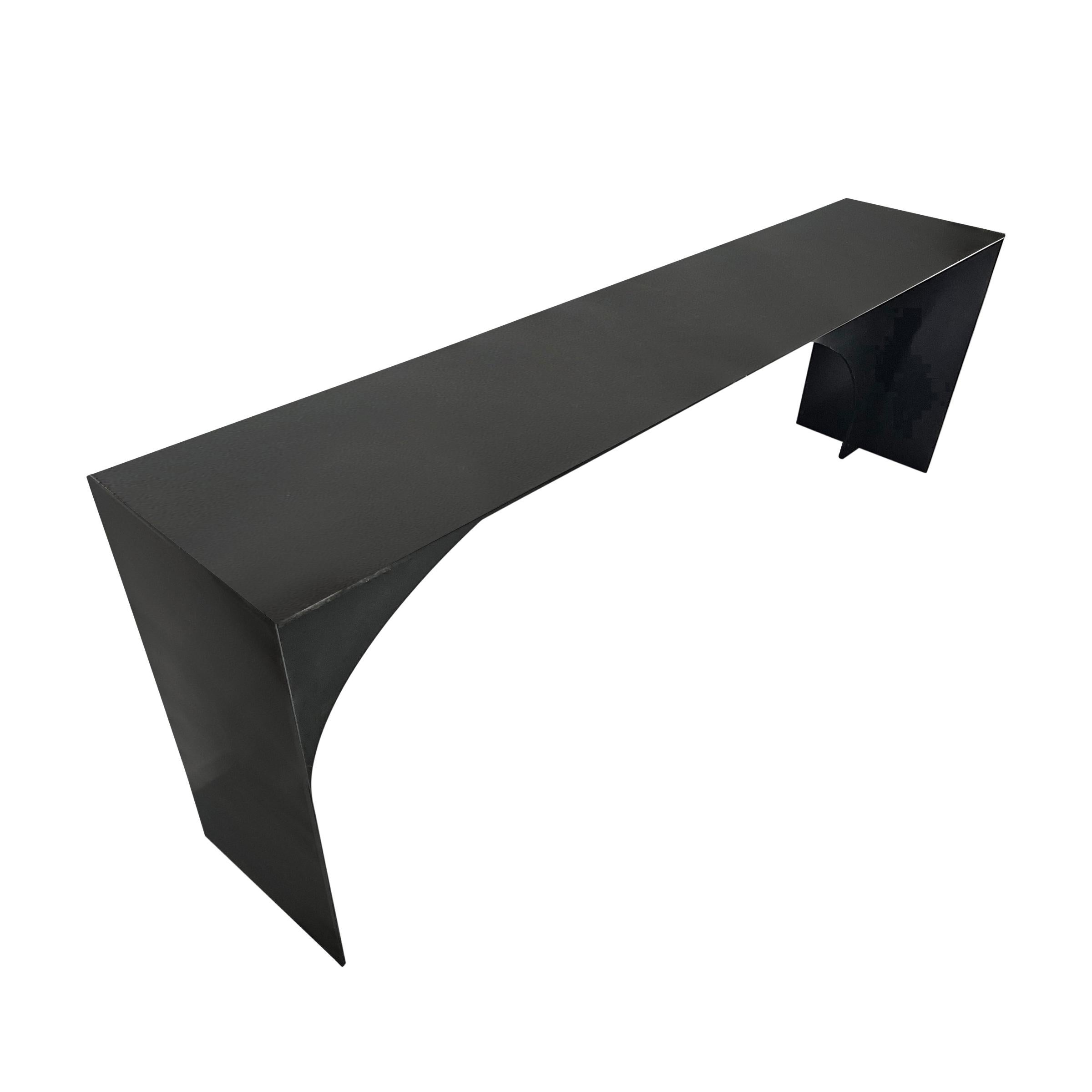 Monumental Brutalist Steel Console Table For Sale 1