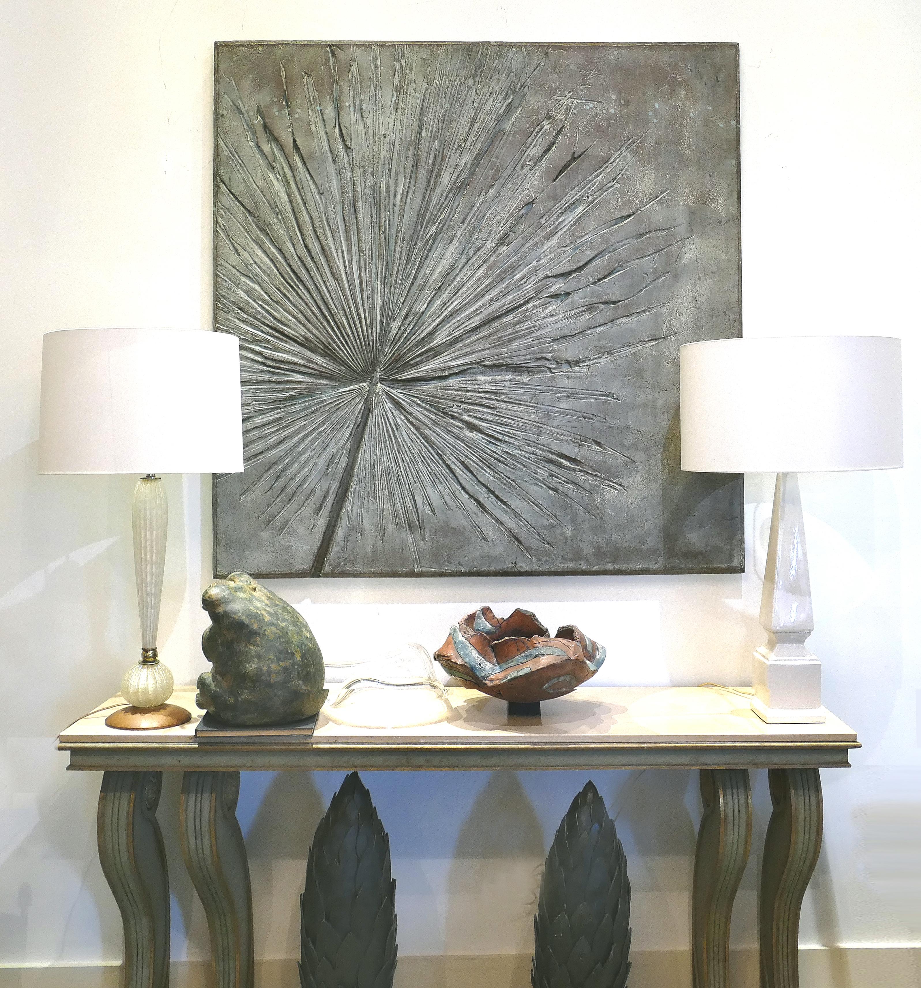 Monumental Brutalist textured wall sculpture plaque

Offered for sale is an exceptional 1970s Brutalist wall plaque evocative of designs by Billy Joe McCarroll and David Gillespie. This over scale wall sculpture shows great textures and movement