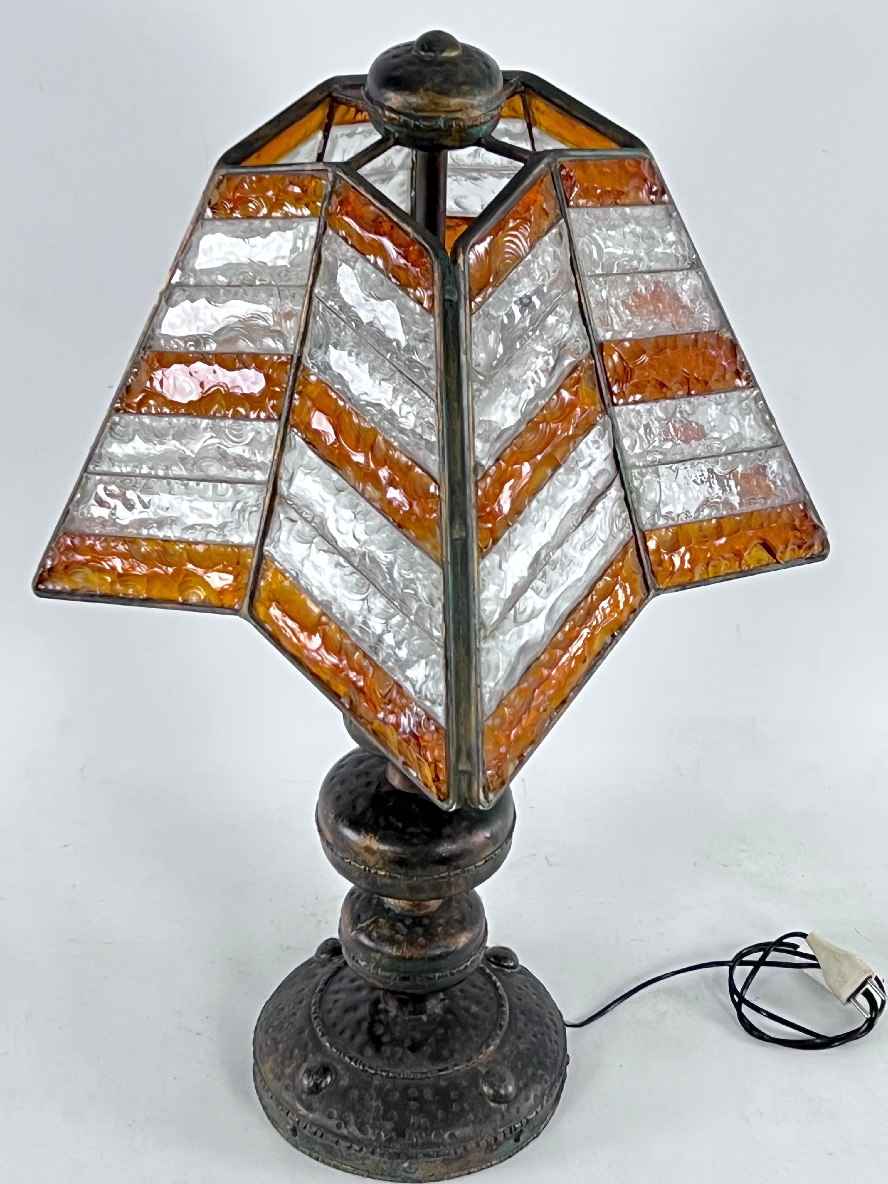 Monumental Brutalist Thick Glass and Metal Table Lamp by Longobard, Italy, 1970s In Good Condition For Sale In Catania, CT