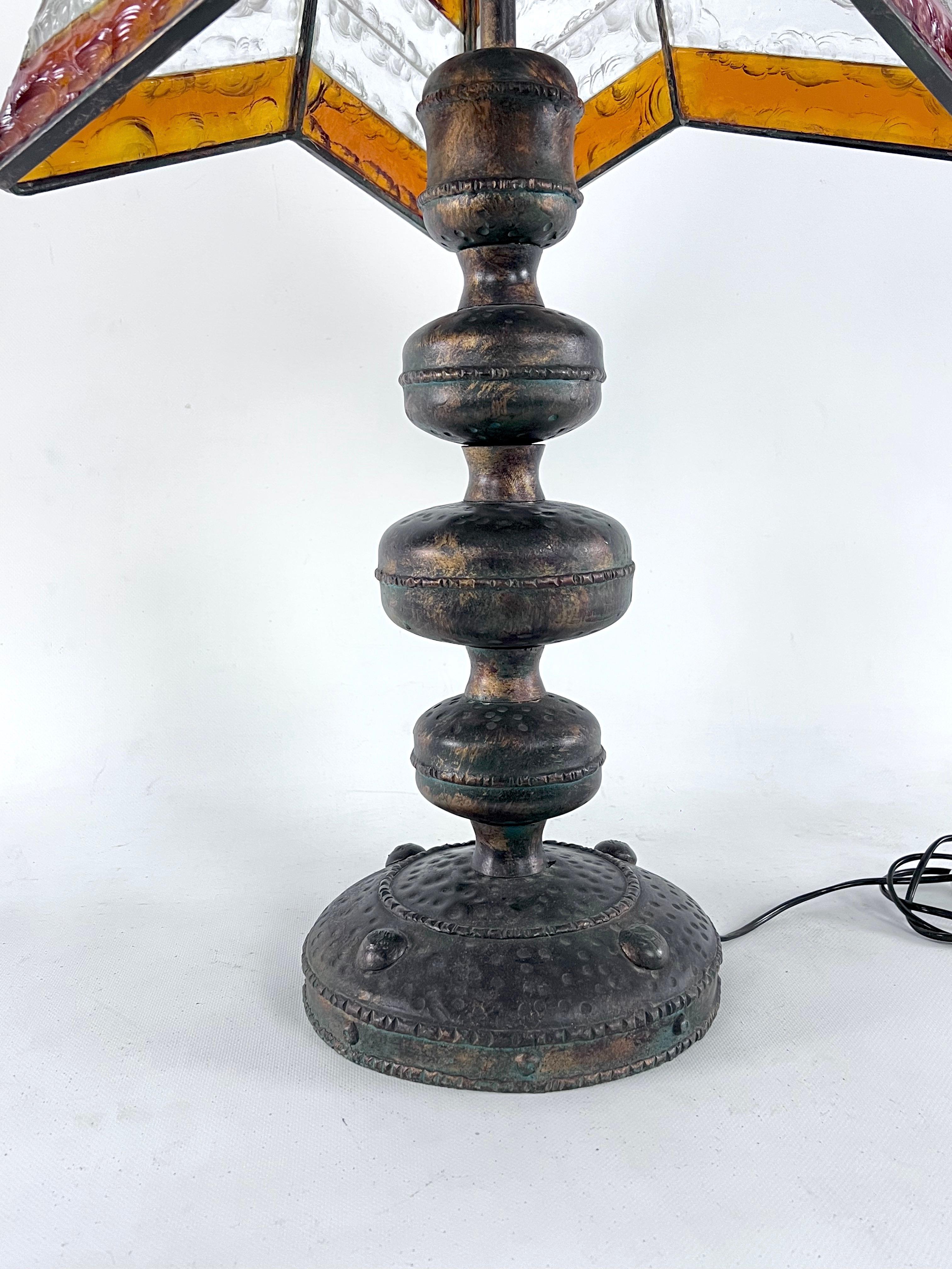 Monumental Brutalist Thick Glass and Metal Table Lamp by Longobard, Italy, 1970s For Sale 3
