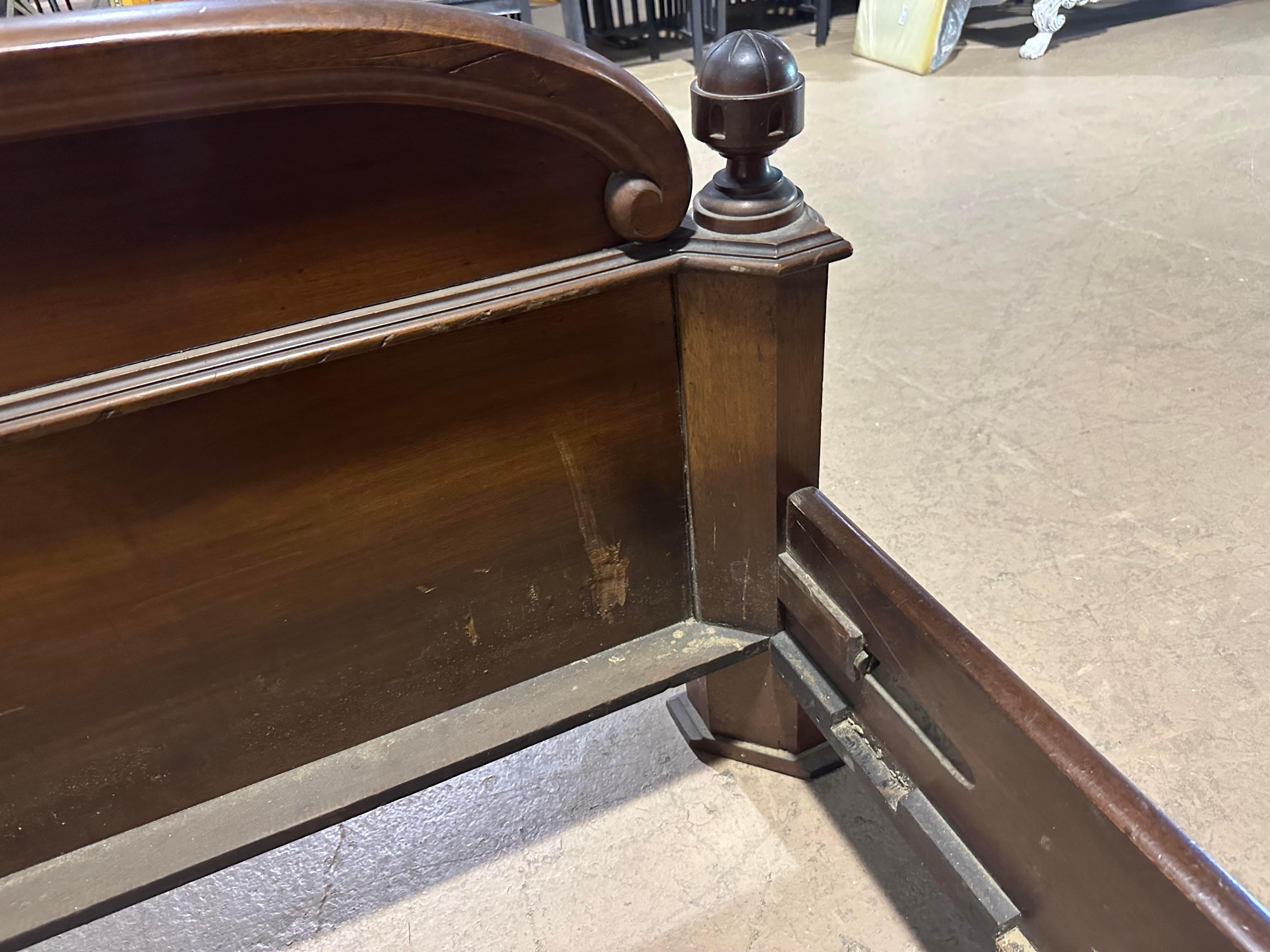Monumental Burled Walnut Carved Victorian Near Queen Size Bed, circa 1860 3