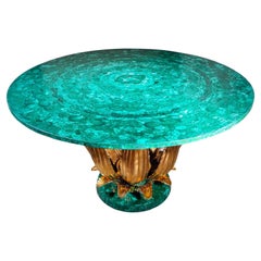 Monumental Cactus Table In Malachite Lalique Style