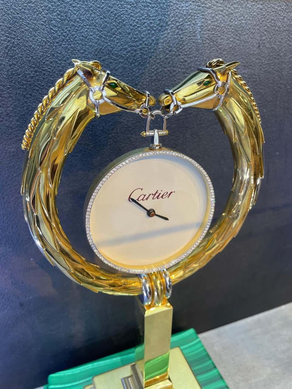 Monumental Cartier Gold Horse Trophy Clock, 