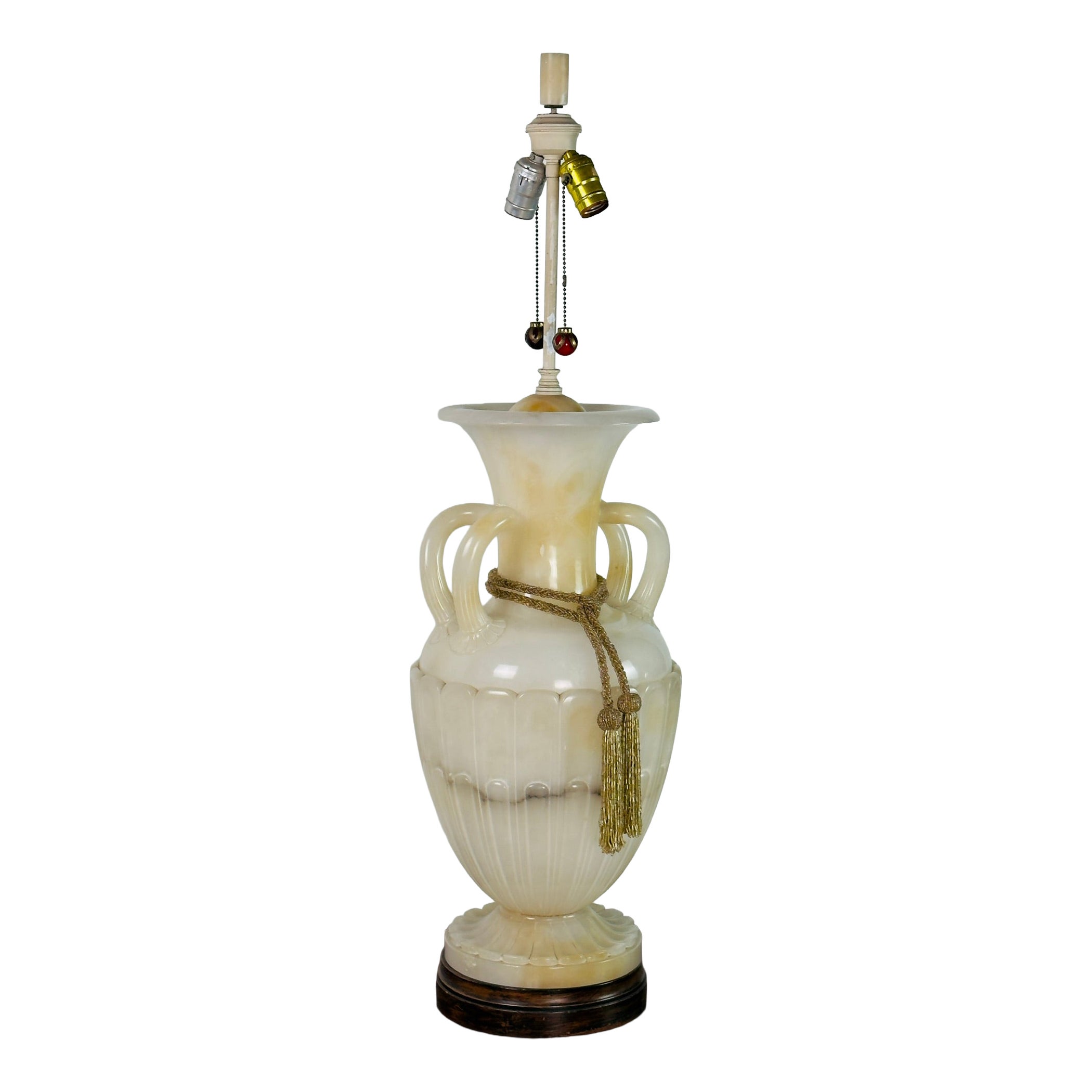 Monumental Carved Alabaster Neoclassical Lamp