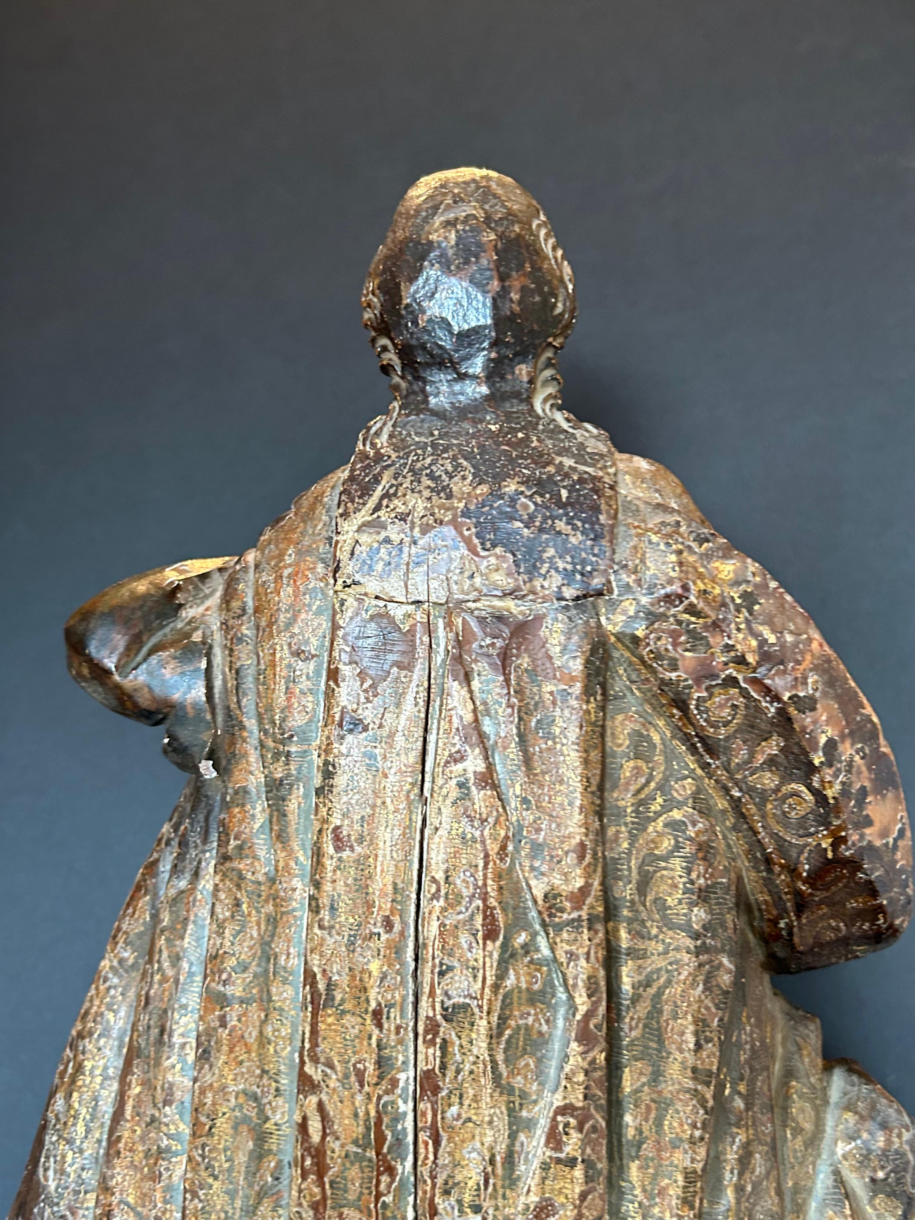 18th Century French Polychrome Painted Saint For Sale 3
