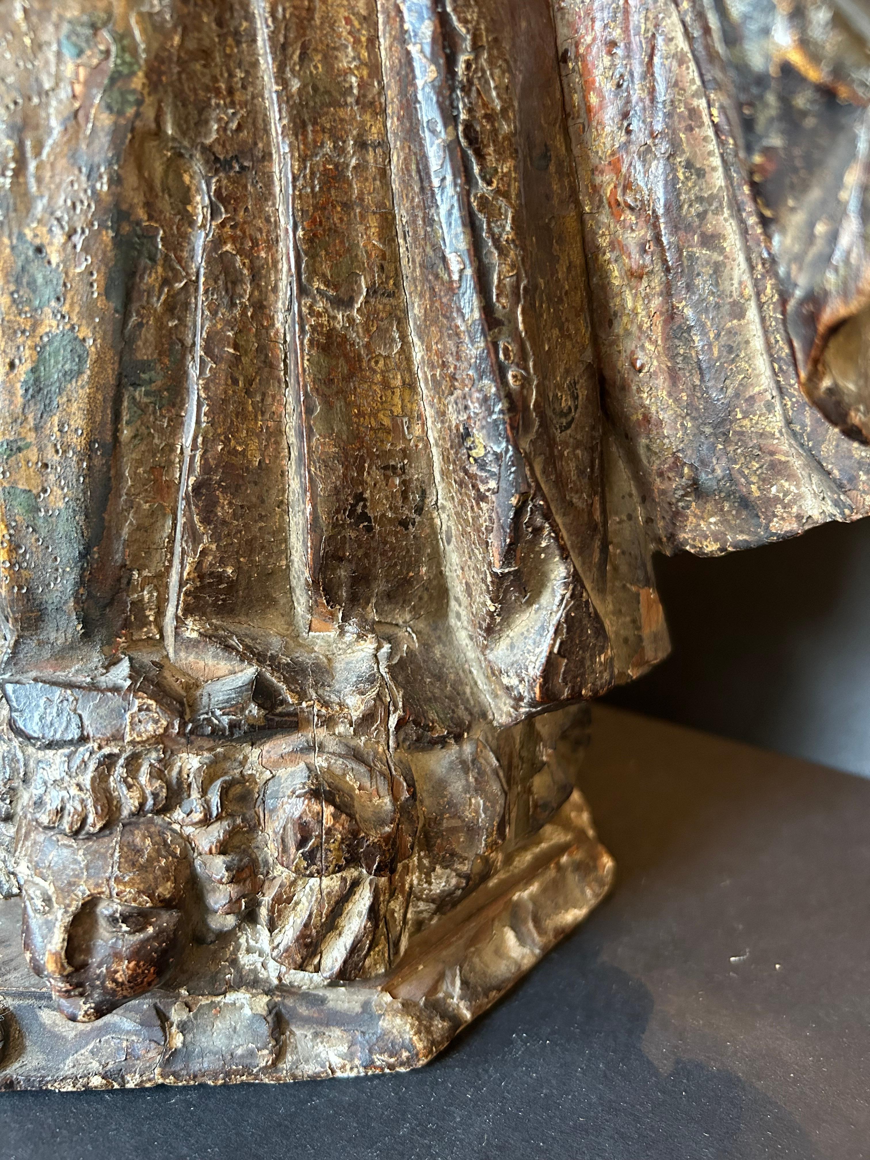 18th Century French Polychrome Painted Saint For Sale 5