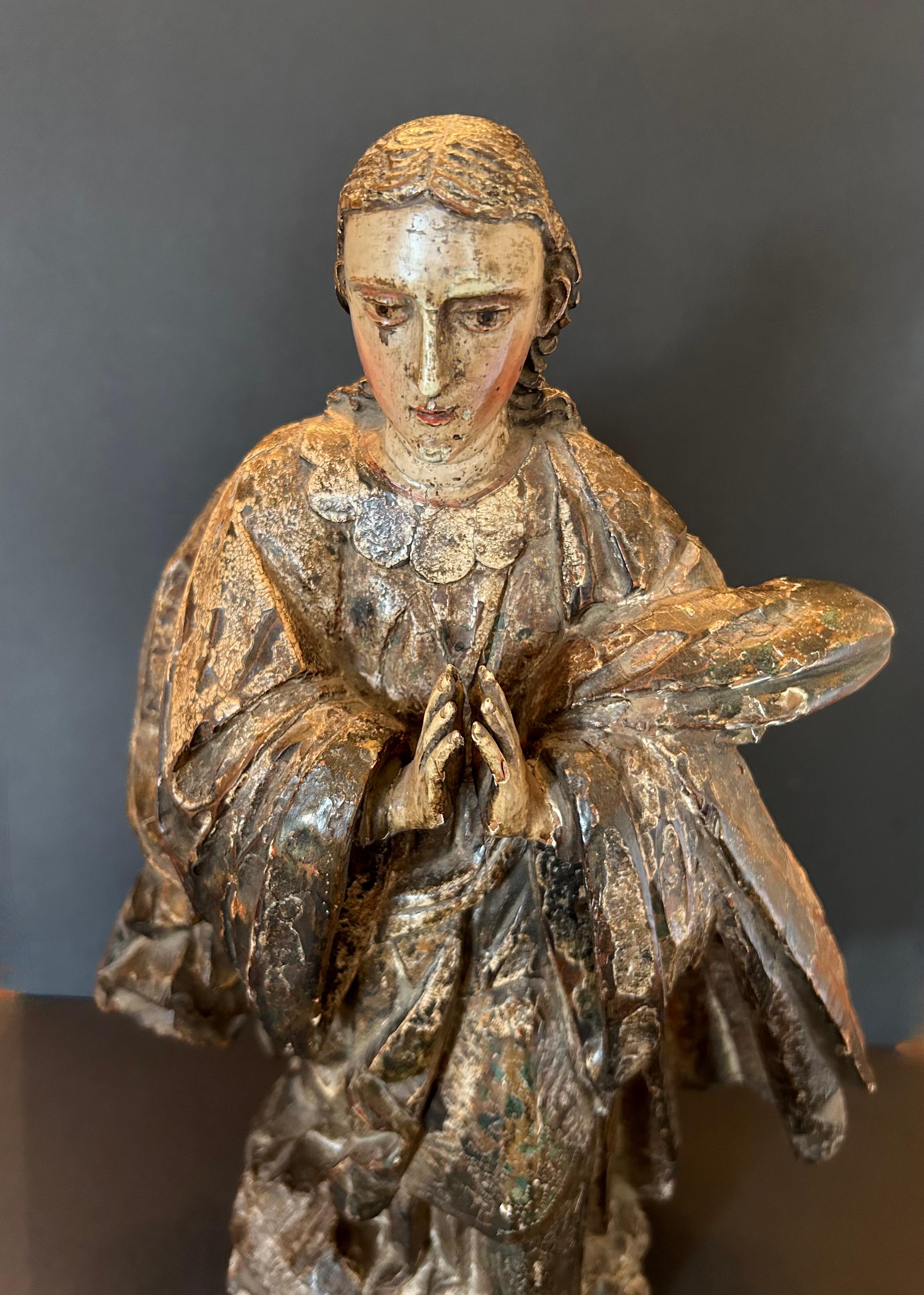 18th Century French Polychrome Painted Saint For Sale 6