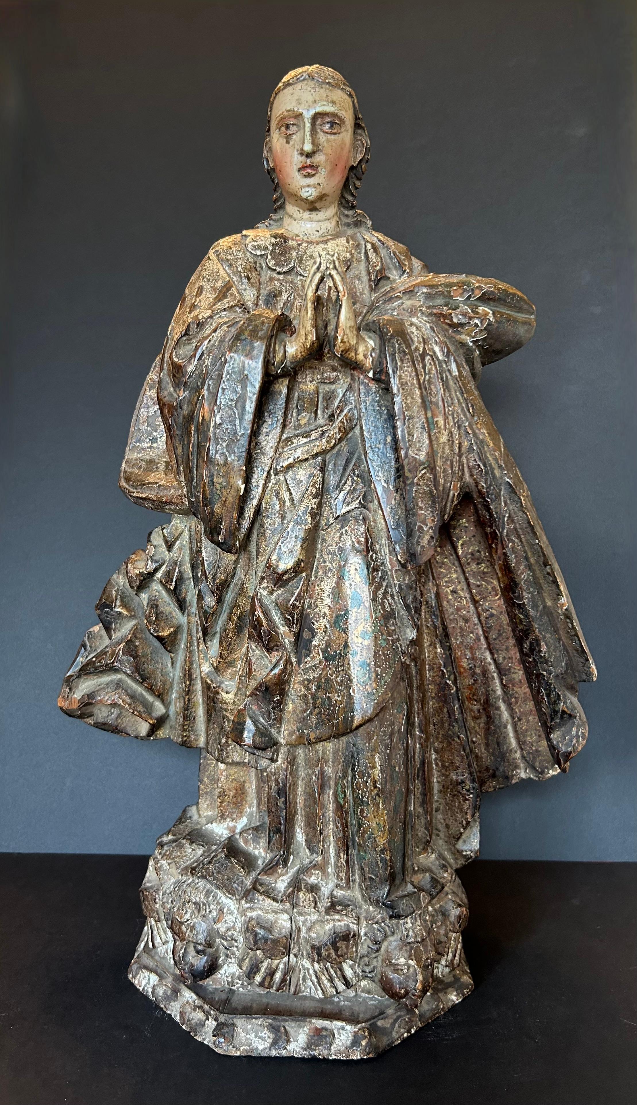 18th Century French Polychrome Painted Saint For Sale 8