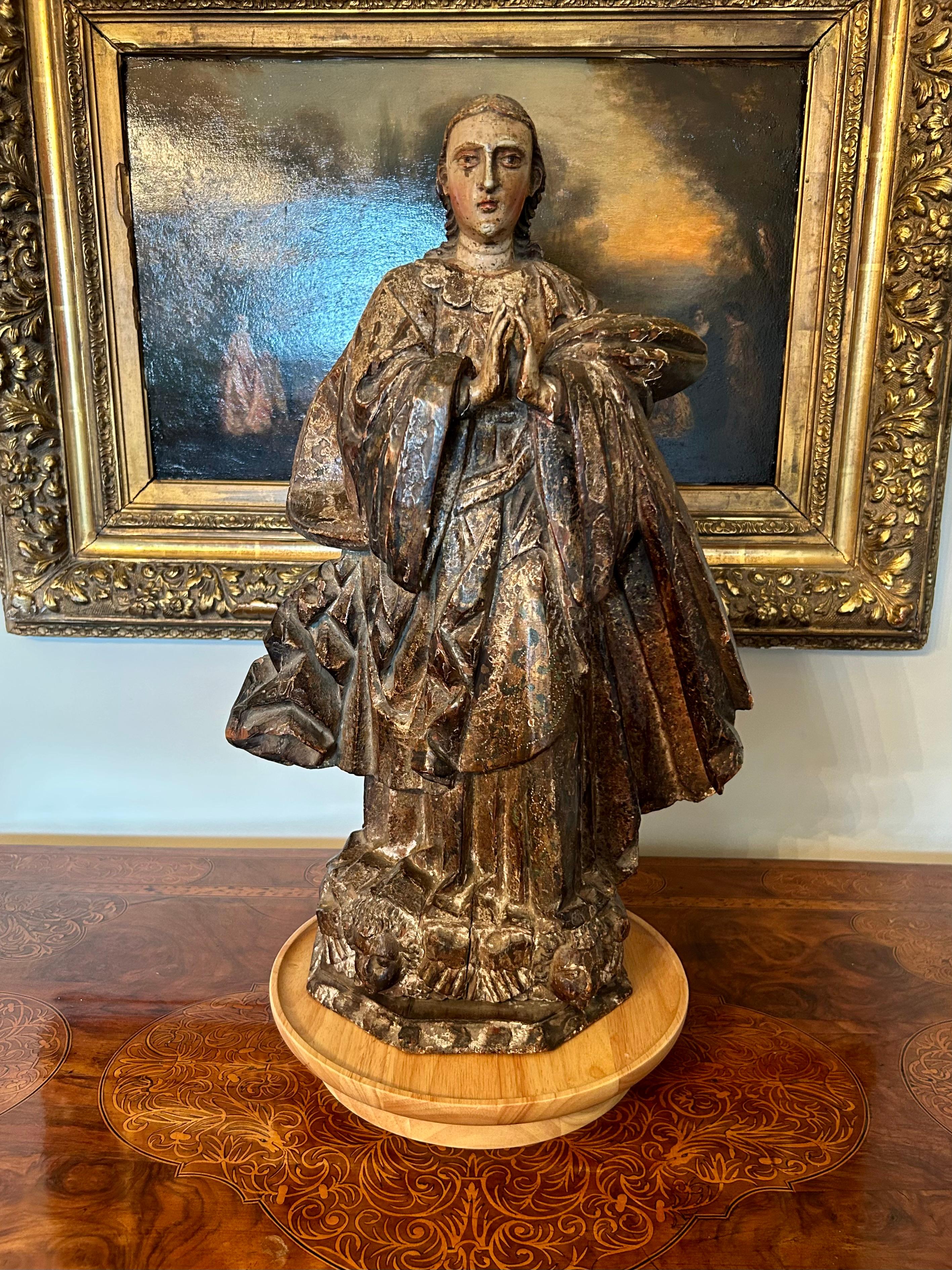 18th Century French Polychrome Painted Saint For Sale 9