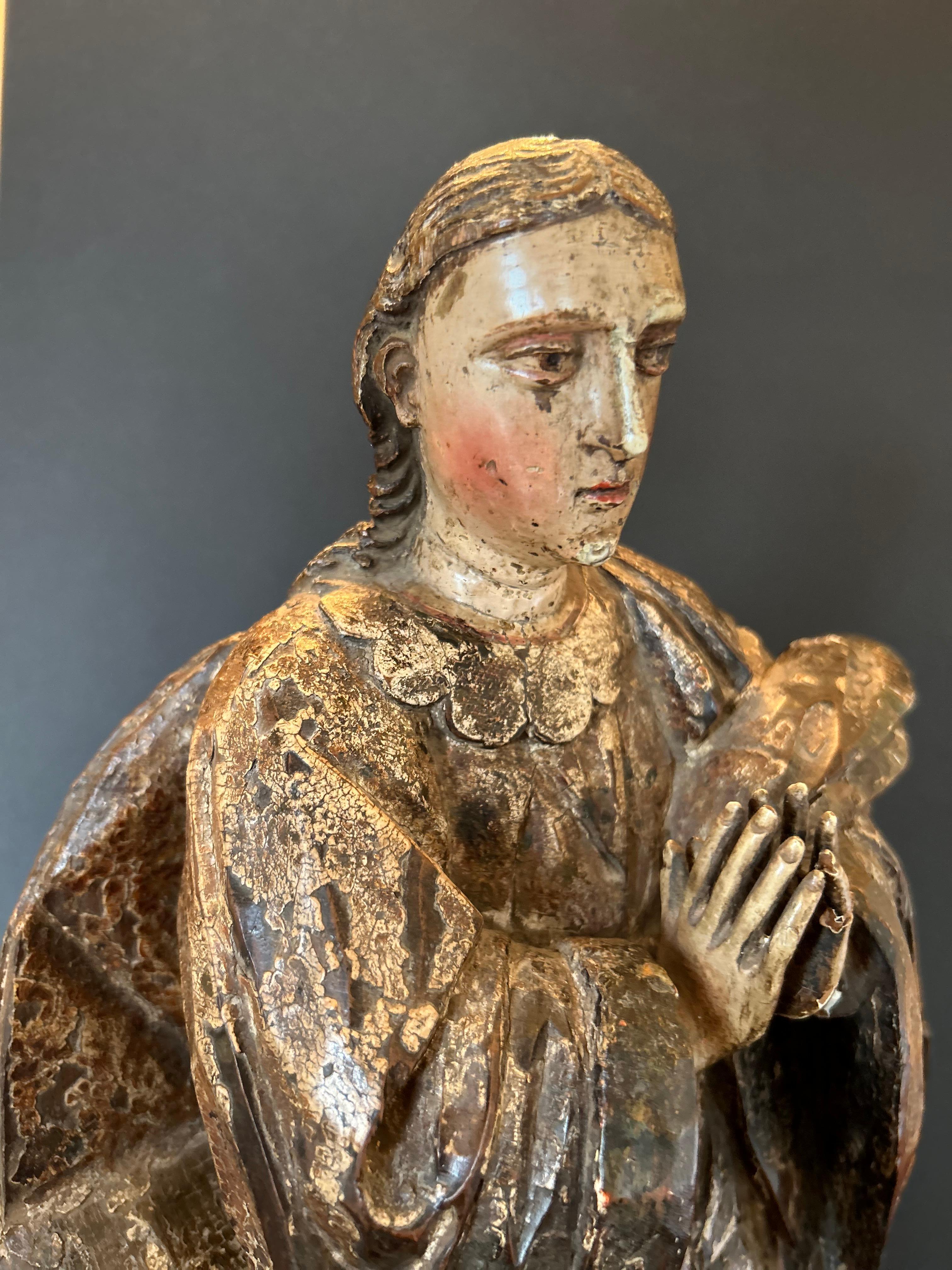 19th Century 18th Century French Polychrome Painted Saint For Sale