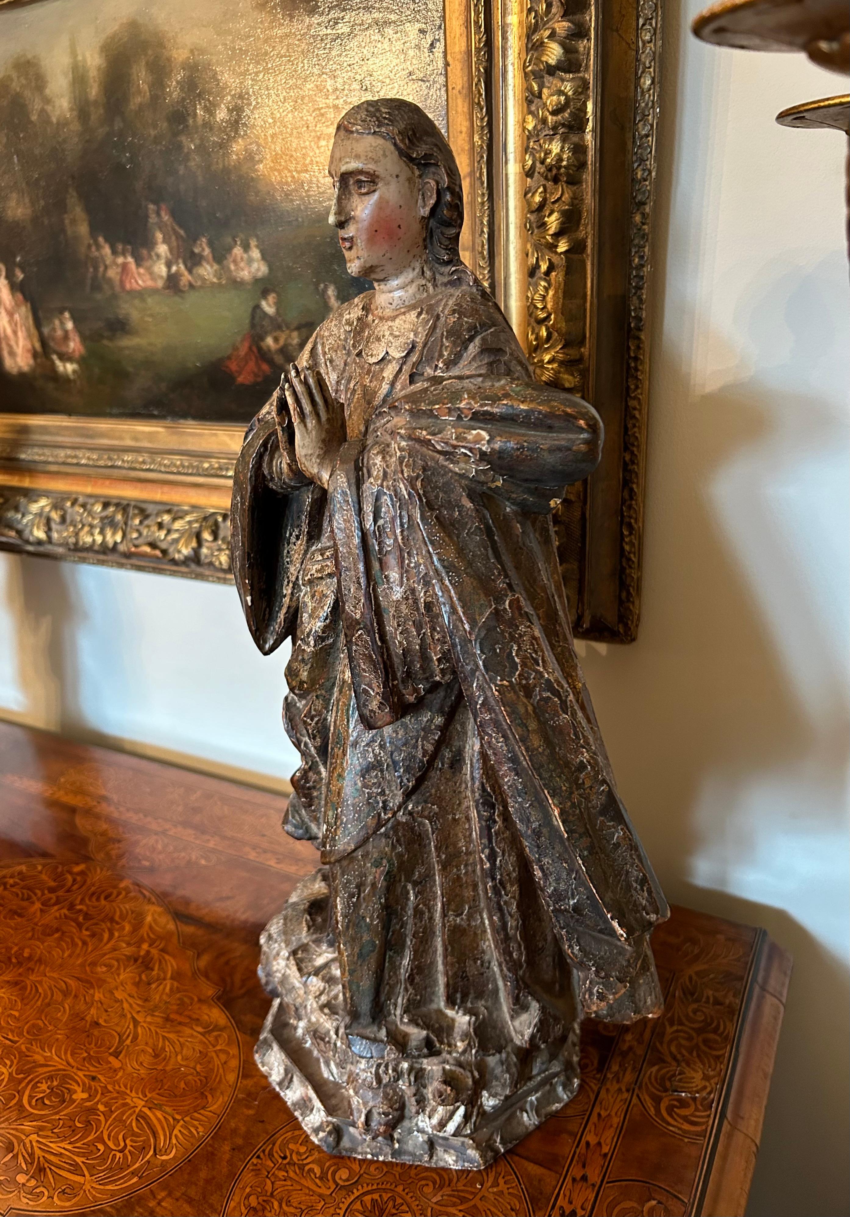 18th Century French Polychrome Painted Saint For Sale 2
