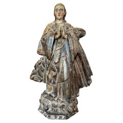 18th Century French Polychrome Painted Saint