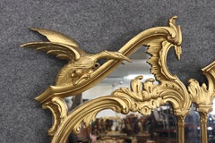 Monumental Carved Dragons Chinese Chippendale Giltwood Mantel Buffet Mirror