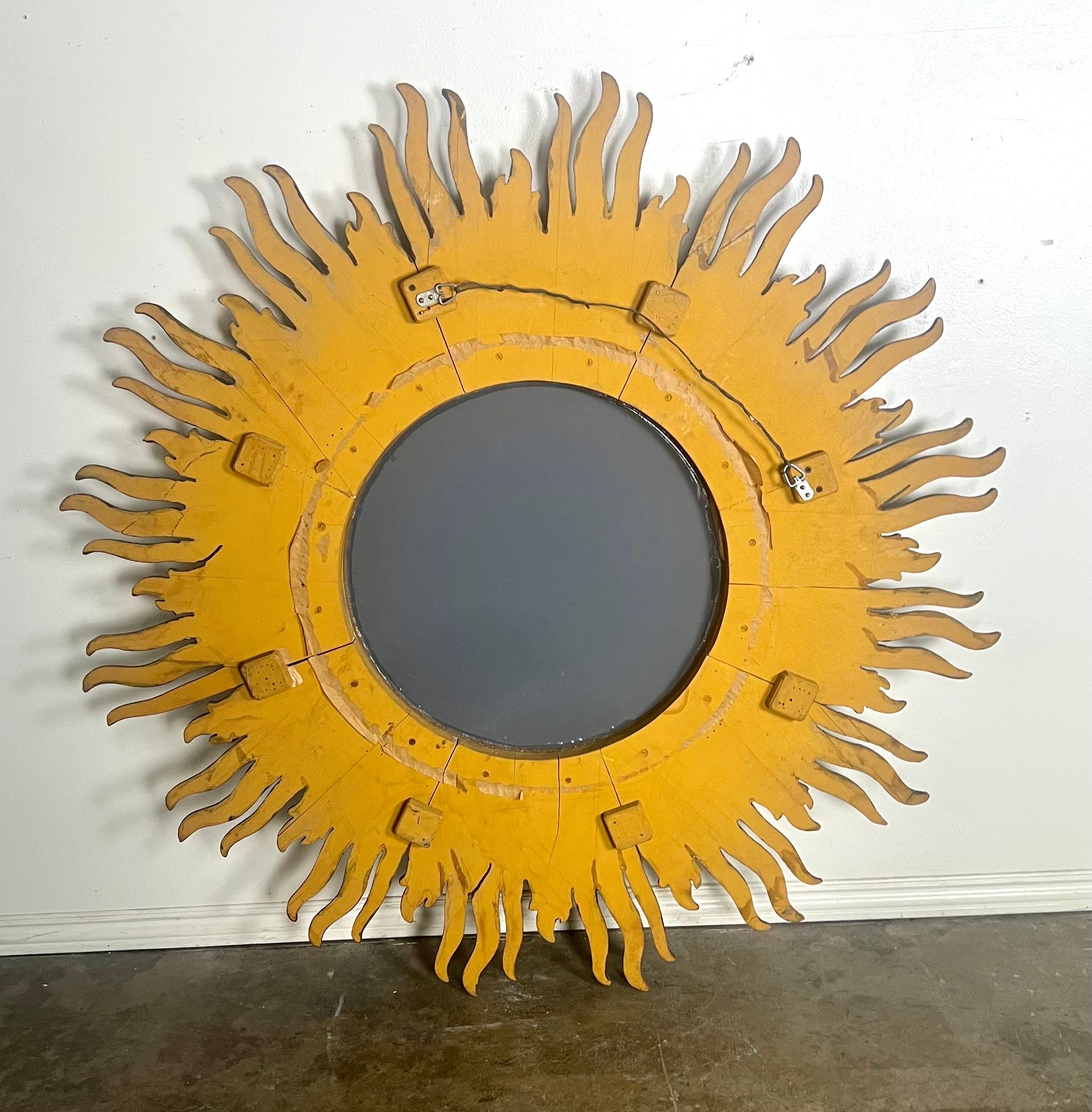 Monumental Carved Gilt Wood Sunburst Mirror For Sale 7