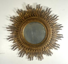 Monumental Carved Gilt Wood Sunburst Mirror