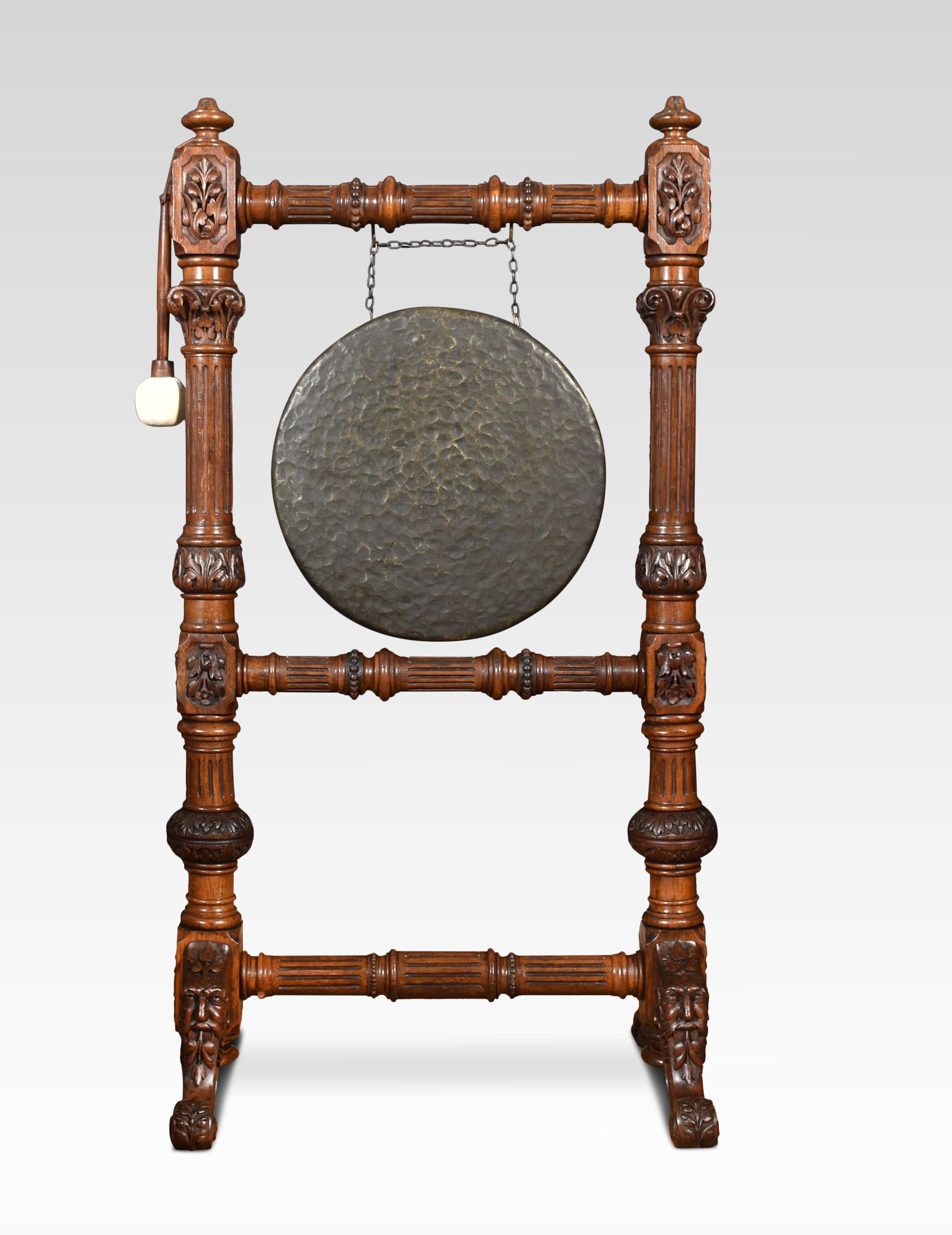 19th Century Monumental Carved Oak Dinner Gong