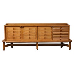 Monumental Carved Oak Sideboard by Guillerme and Chambron, circa 1960