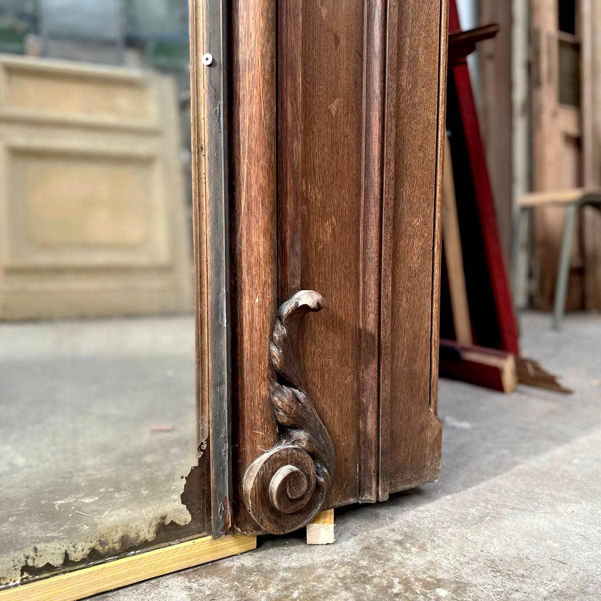Monumental Carved Oak Trumeau Mirror, Dated 1895 For Sale 3