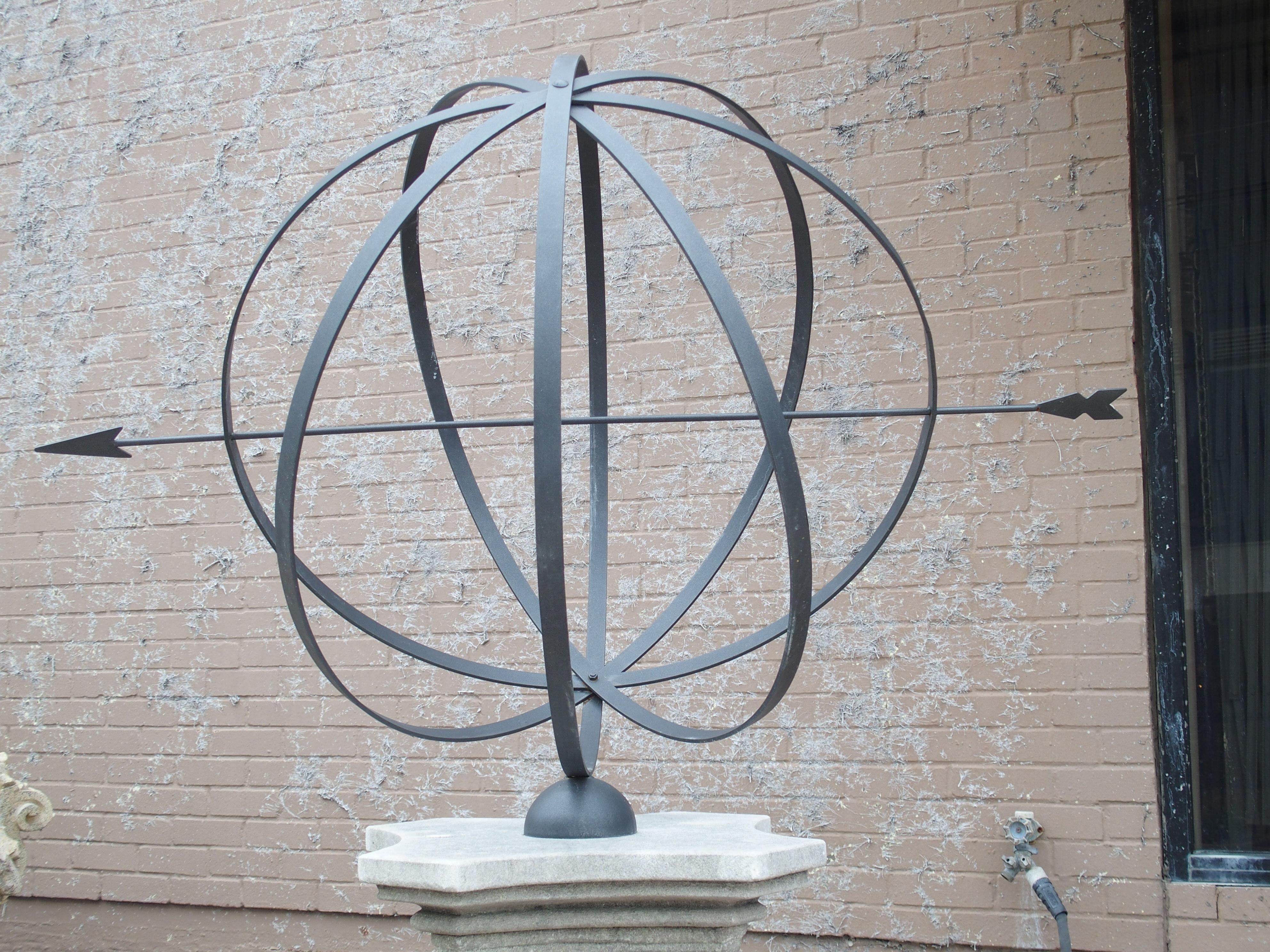 Monumental Carved Stone and Iron Armillary Sundial from Italy, H-99.5 inches 3