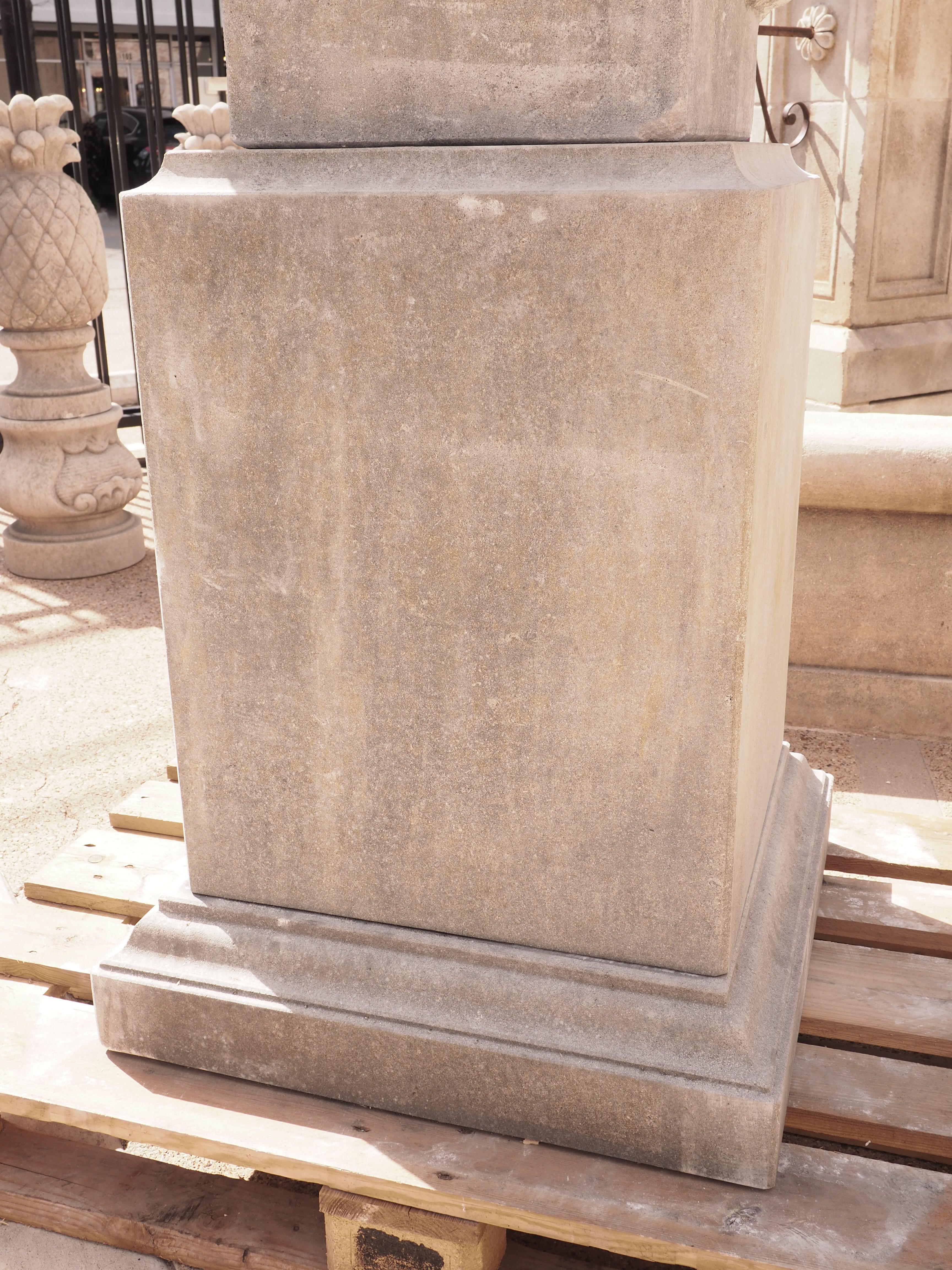 Monumental Carved Stone Bust of Athena of Velletri on 2-Piece Plinth 1