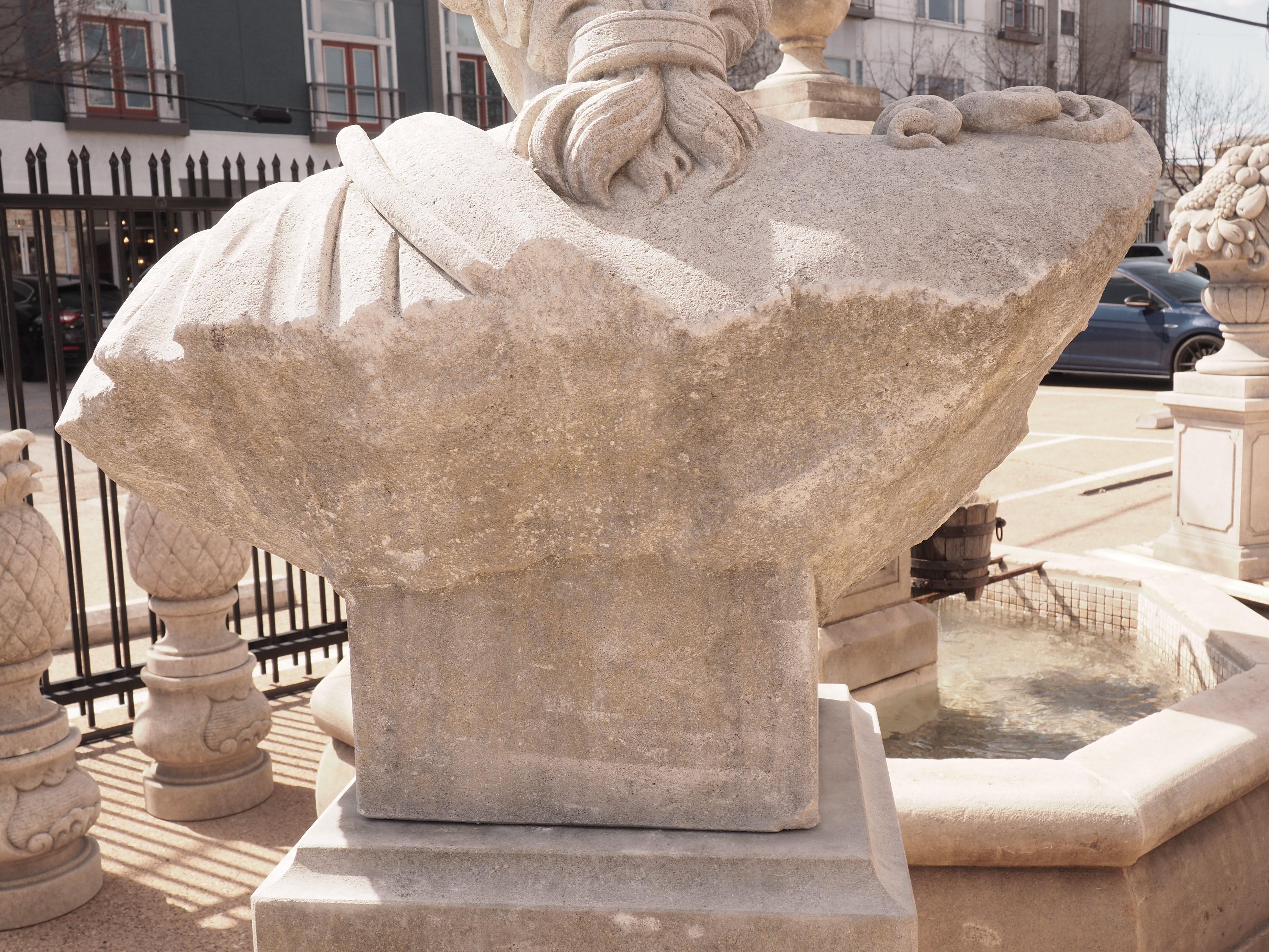 Monumental Carved Stone Bust of Athena of Velletri on 2-Piece Plinth 2