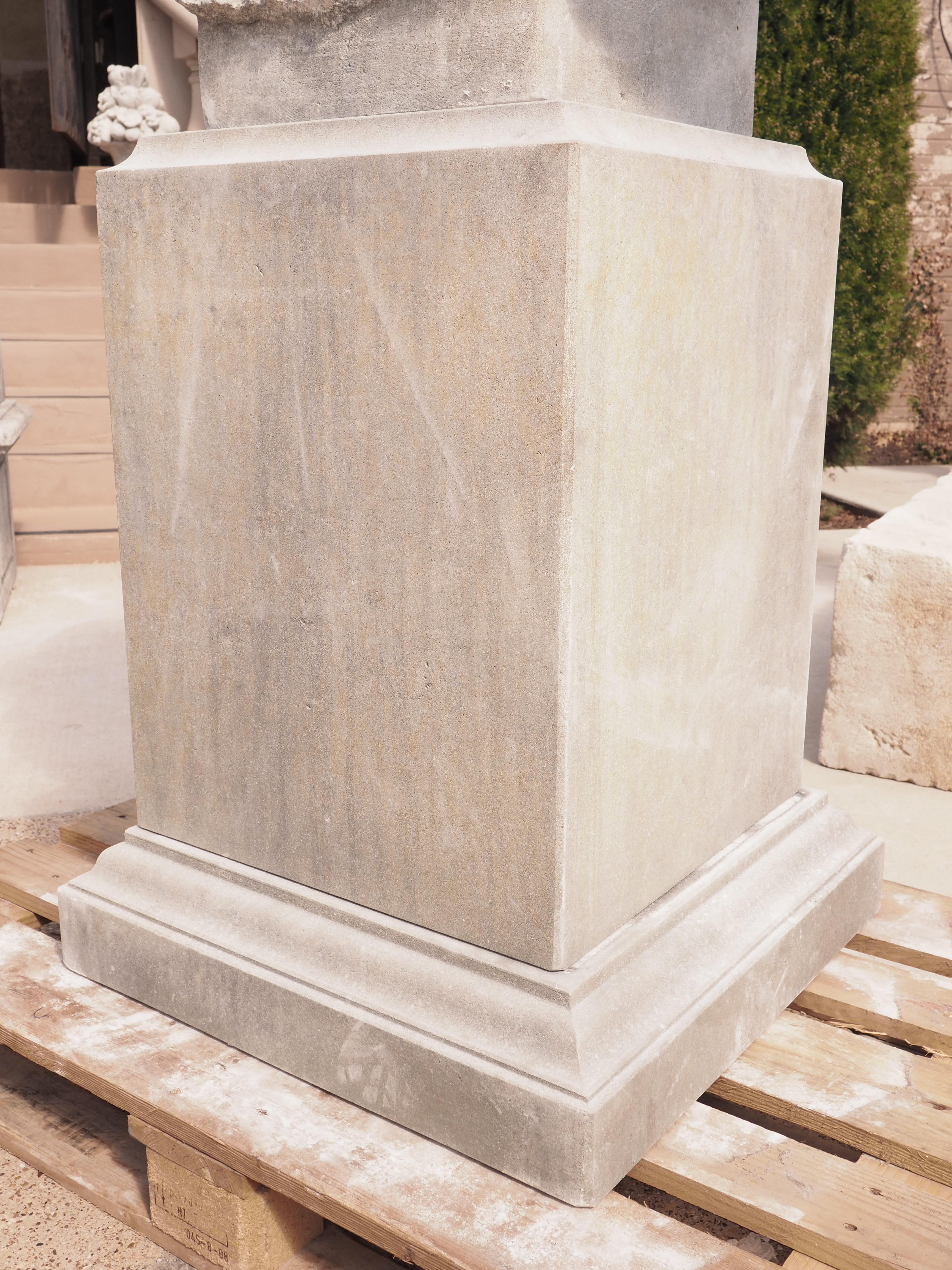 Monumental Carved Stone Bust of Athena of Velletri on 2-Piece Plinth 4