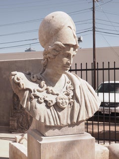 Monumental Carved Stone Bust of Athena of Velletri on 2-Piece Plinth