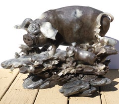 Monumental Carved Stone Pig Sculpture Qing Dynasty