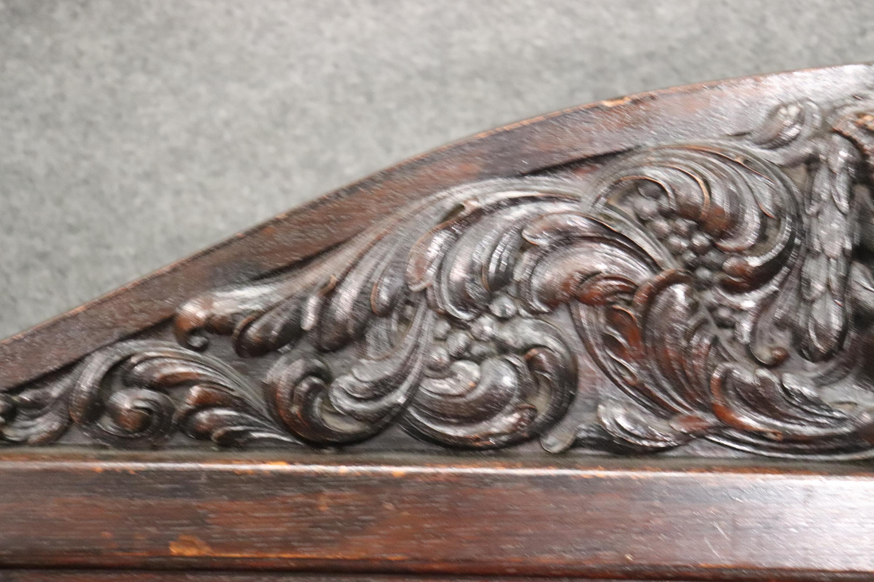 Monumental Carved Walnut Victorian Walnut Griffin Bench with Paw Feet circa 1890 For Sale 7