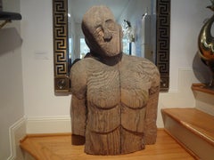 Monumental Carved Wood Torso or Bust by Jim Pruitt