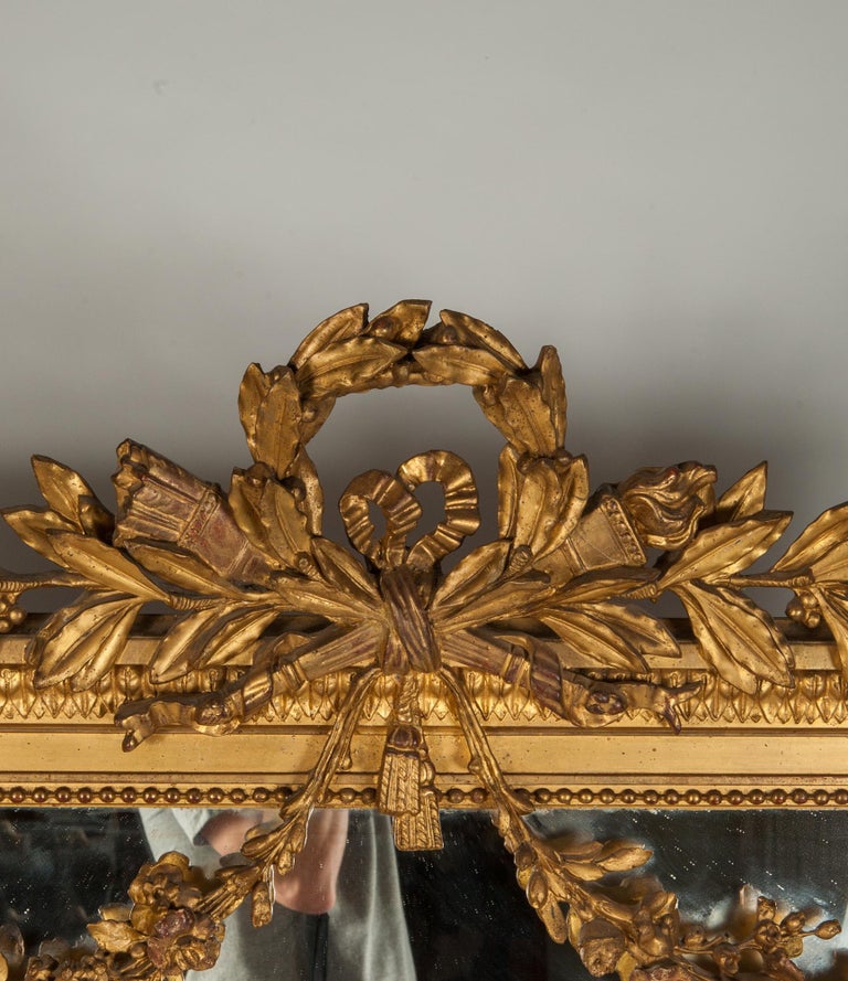 Monumental Carved Wood French Gilt Mirror In Good Condition For Sale In New York, NY