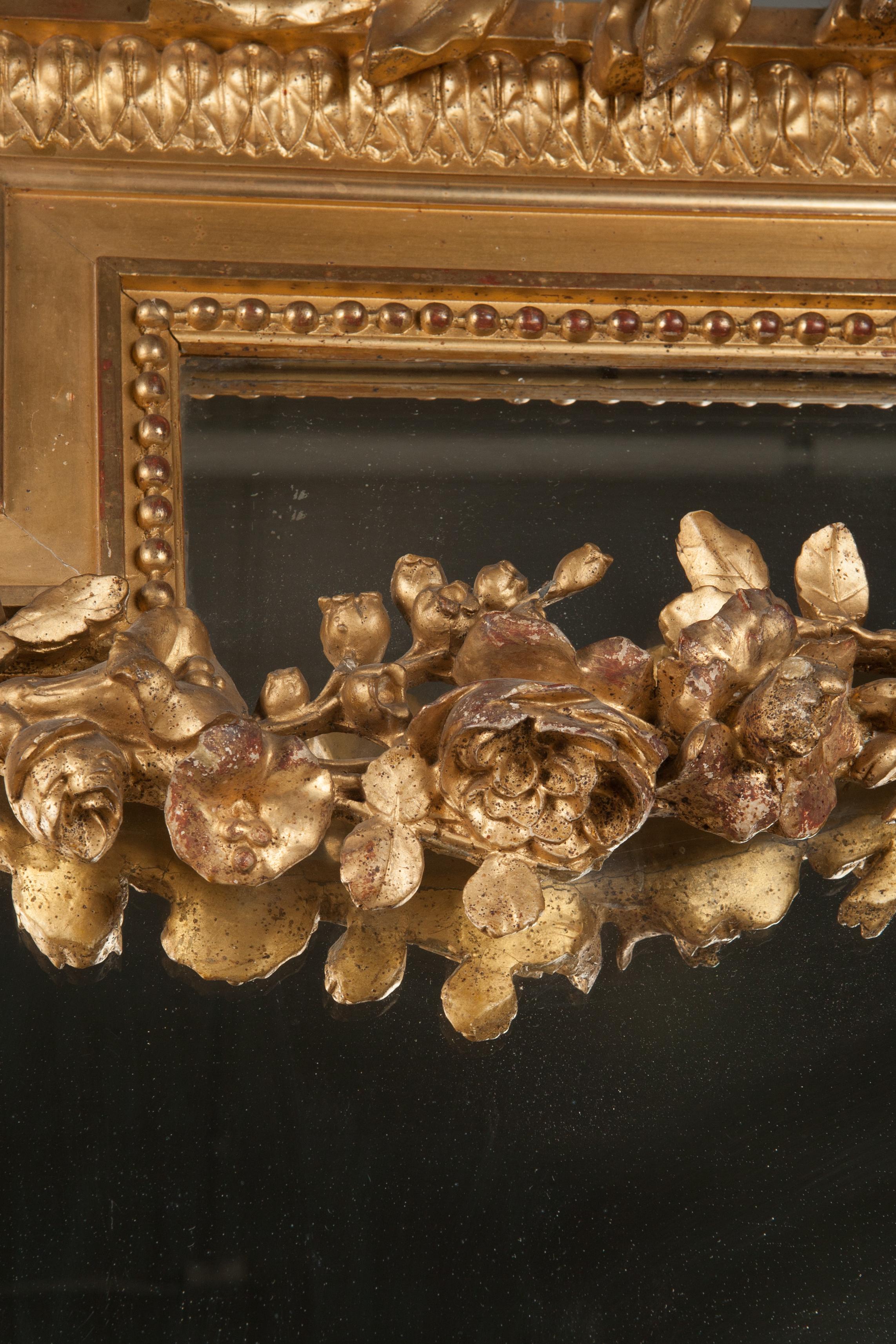 Monumental Carved Wood French Gilt Mirror 1