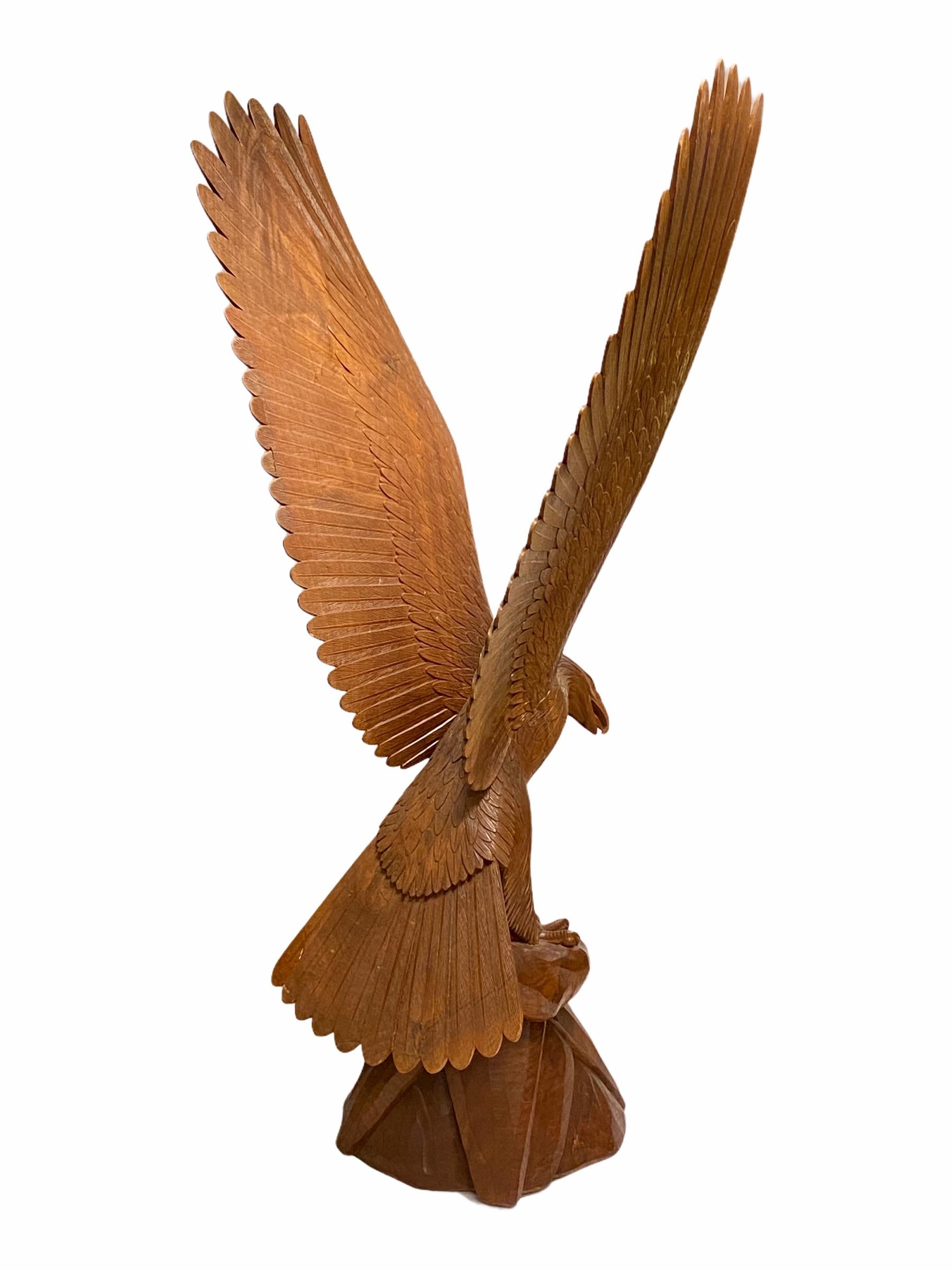 Monumental Carved Wooden Eagle Sculpture at 1stDibs