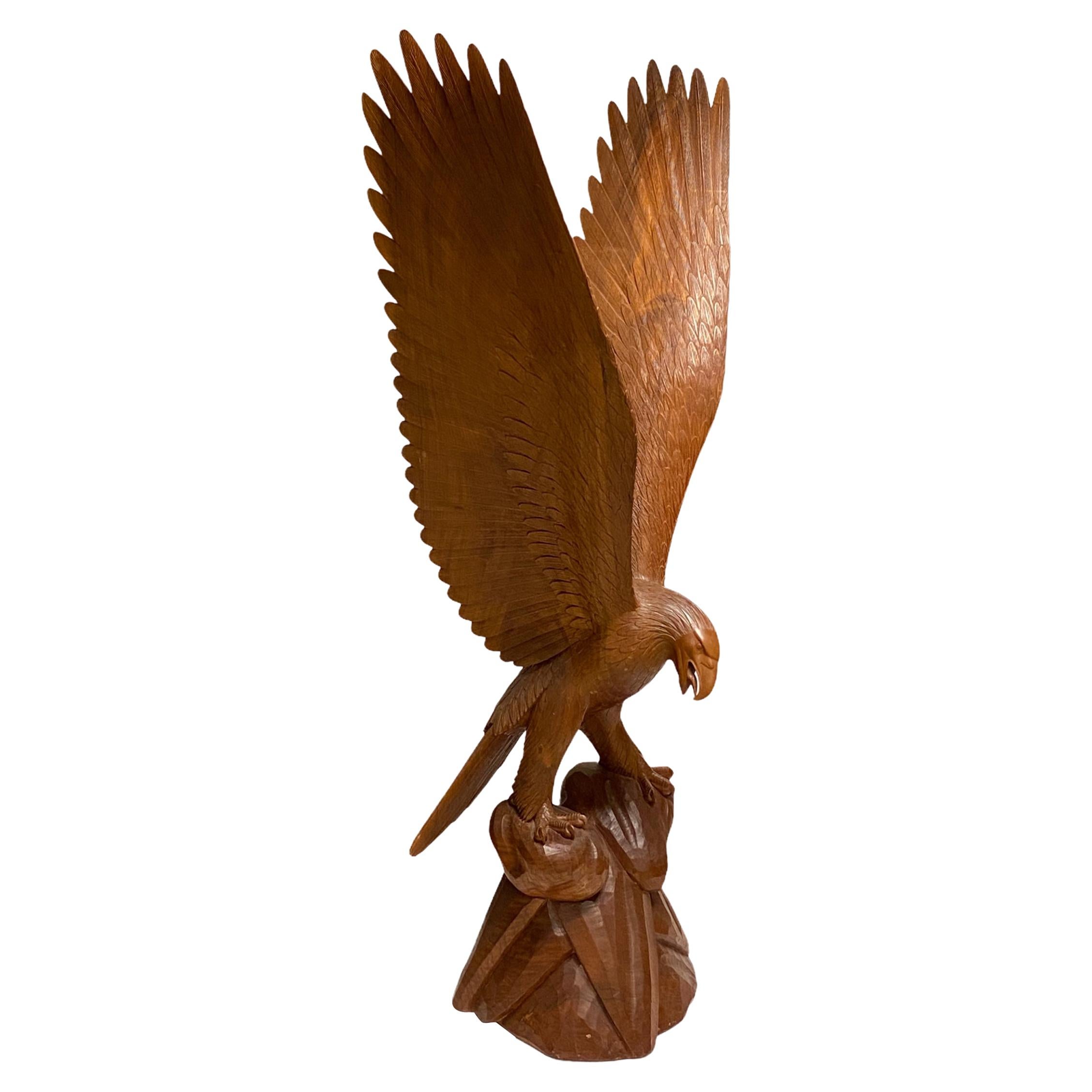 Monumental Carved Wooden Eagle Sculpture at 1stDibs