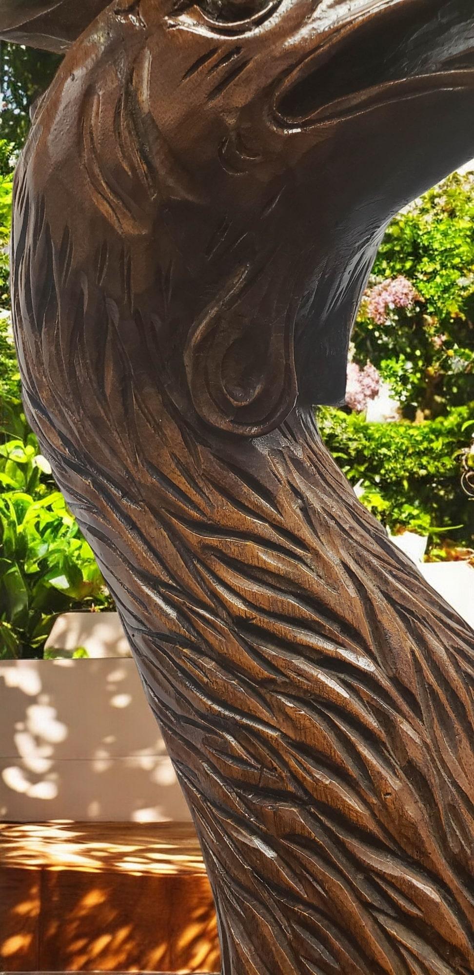 Escultura monumental de madera de teca de ave casuario 2