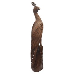 Escultura monumental de madera de teca de ave casuario