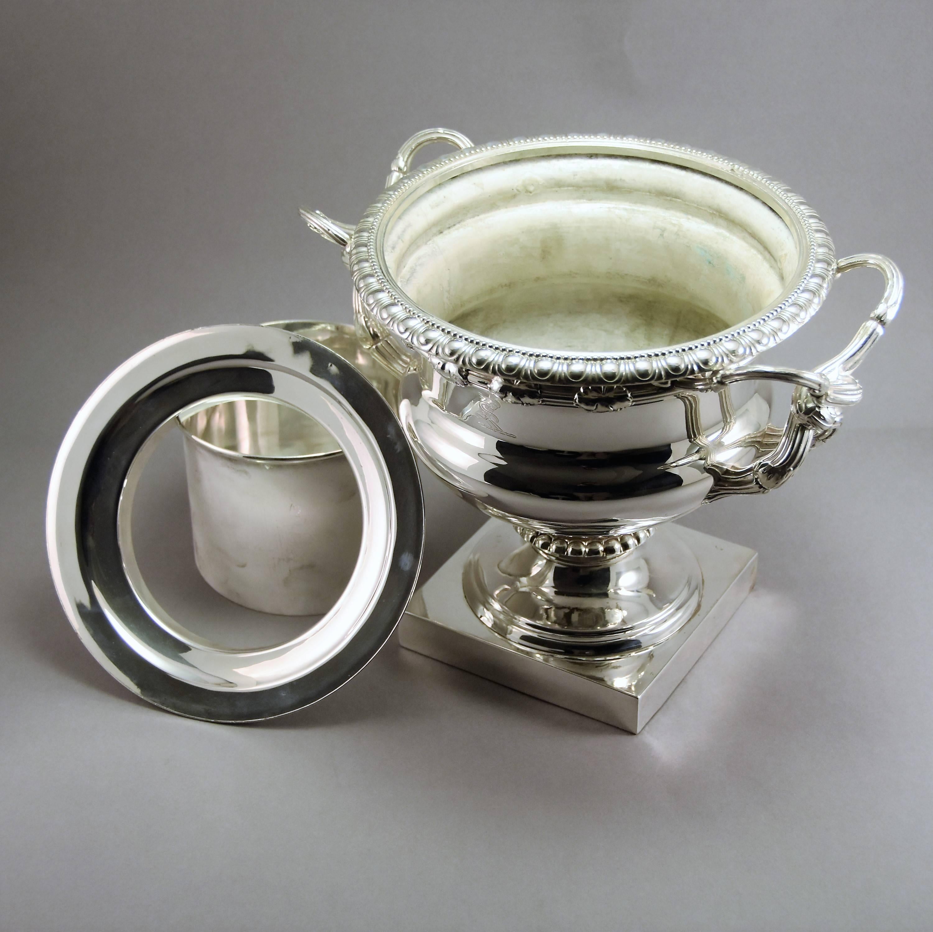 Monumental Cast and Silver Plated Magnum Champagne/Wine Cooler England, 1820 For Sale 4