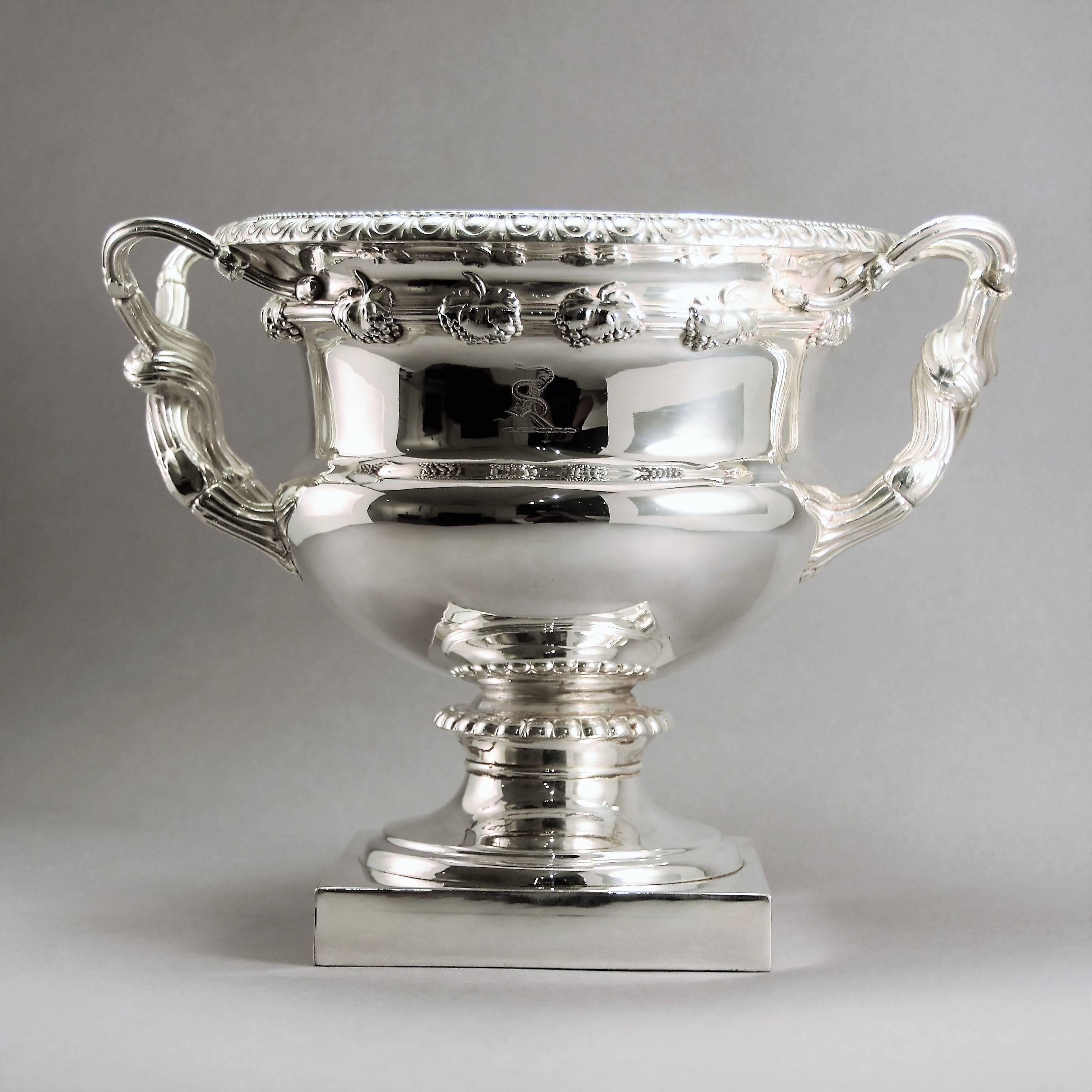 English Monumental Cast and Silver Plated Magnum Champagne/Wine Cooler England, 1820 For Sale