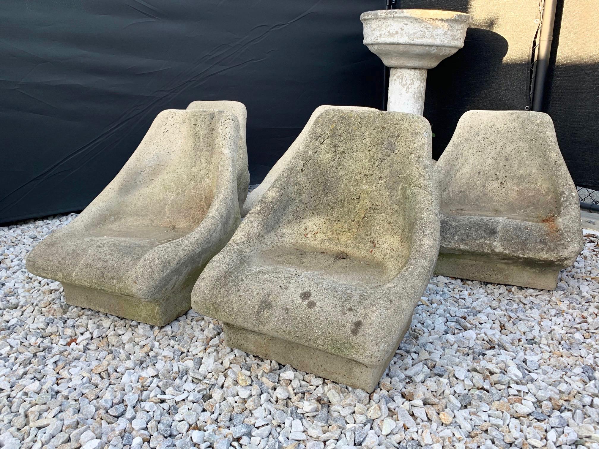 Monumental Cast Concrete Garden Chairs In Good Condition In Los Angeles, CA