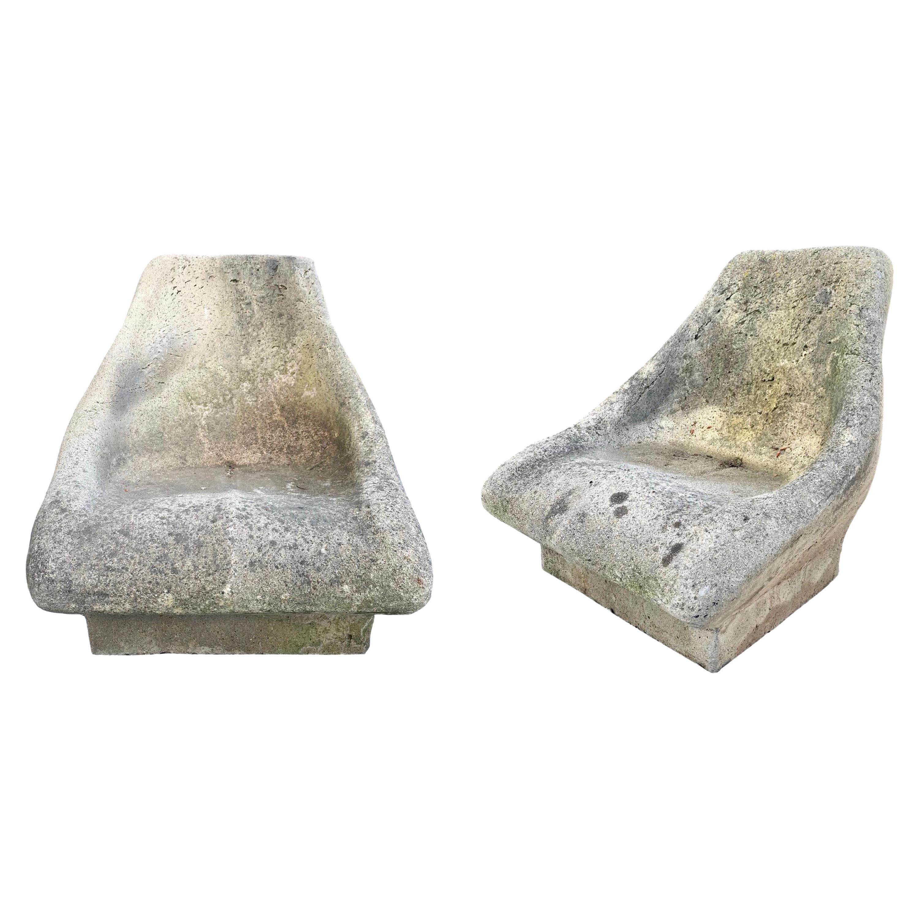 Monumental Cast Concrete Garden Chairs