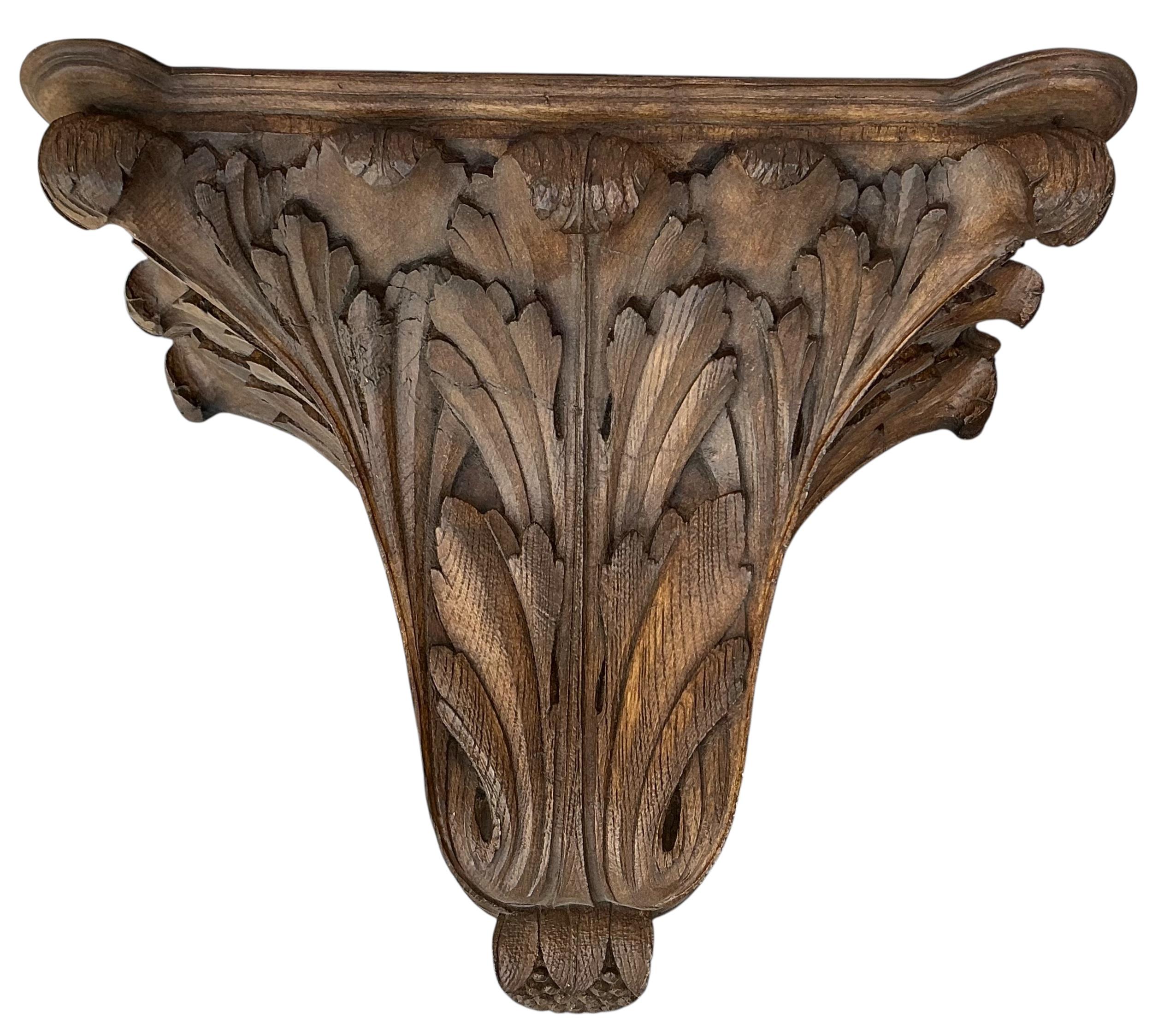 American Monumental Cast Faux Bois Wall Brackets W/ French Styling -Pair For Sale