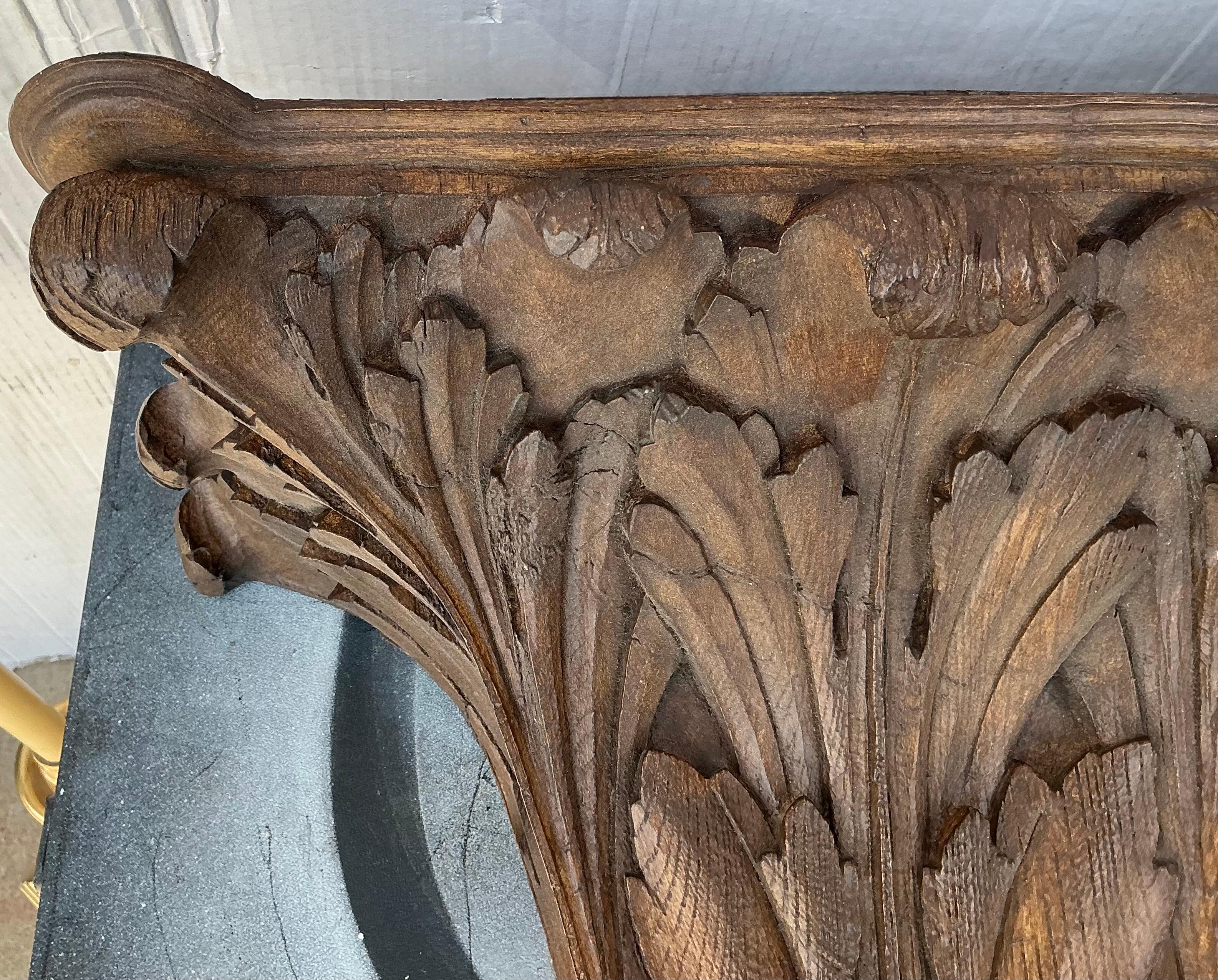 20th Century Monumental Cast Faux Bois Wall Brackets W/ French Styling -Pair For Sale