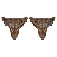 Monumental Supports muraux en faux bois avec style français - Paire
