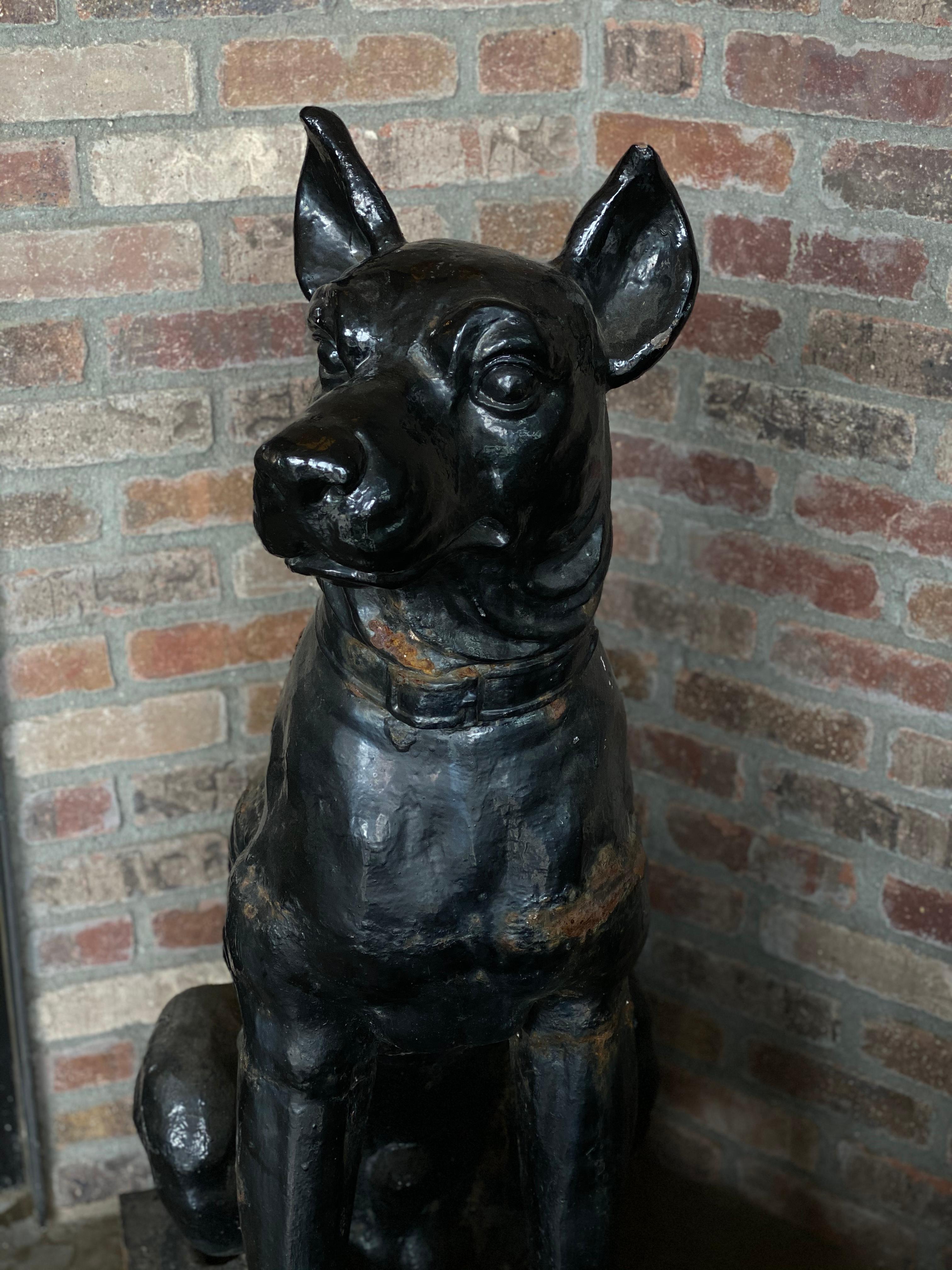 antique cast iron dog statue