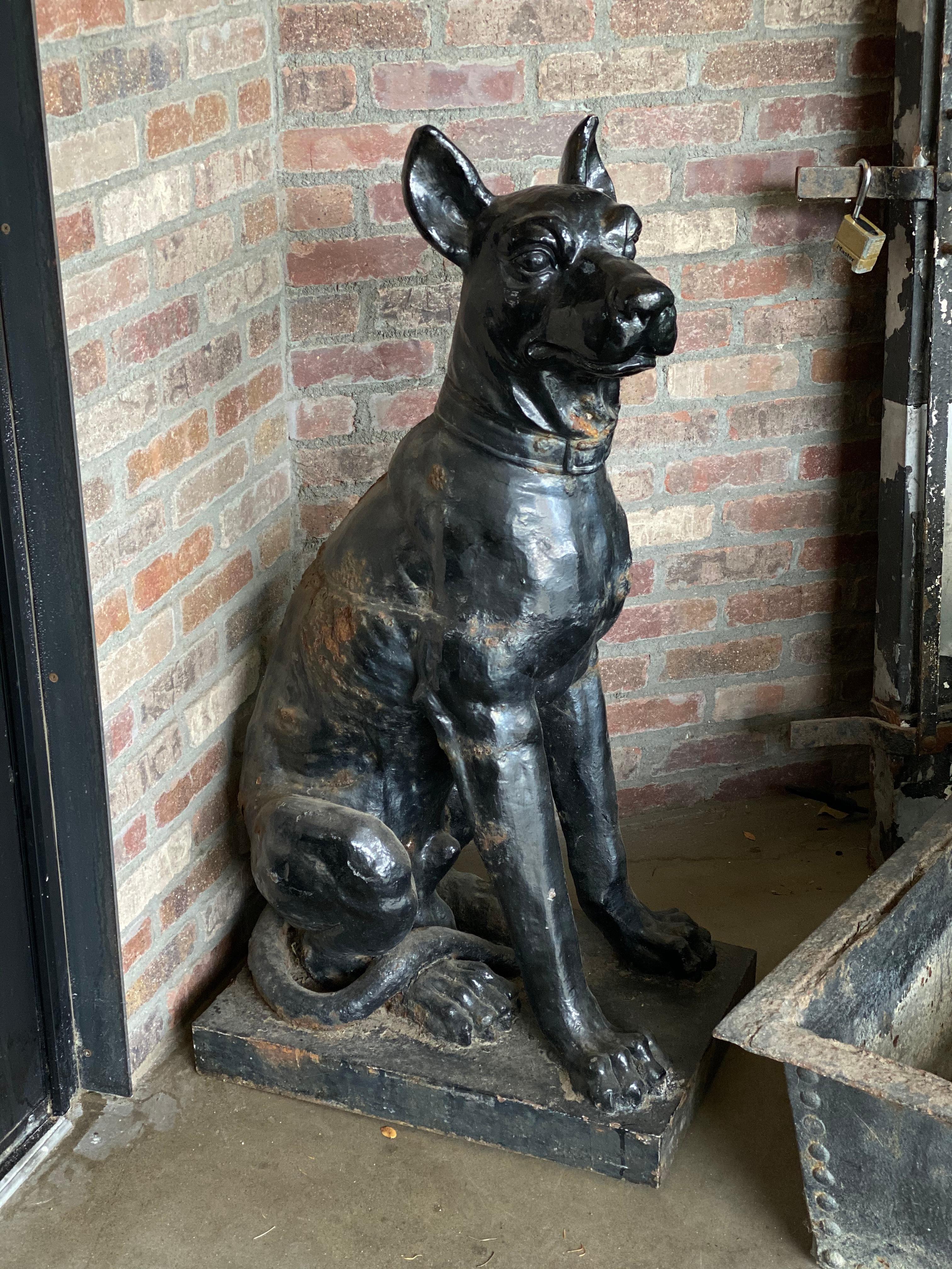 European Monumental Cast Iron Dog Statues, 19th Century