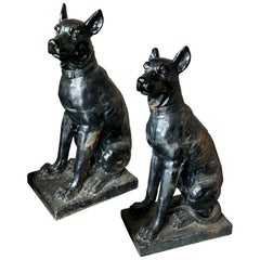 Monumental Cast Iron Dog Statues, 19th Century