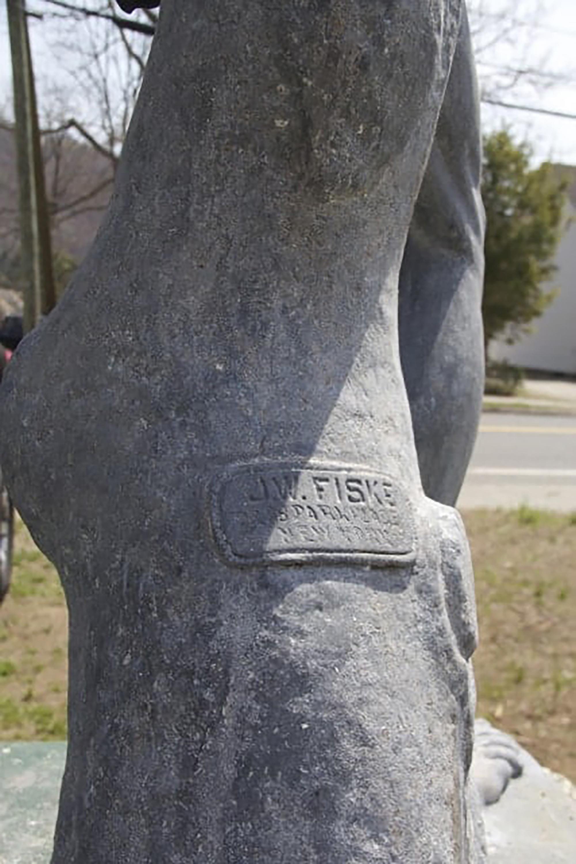 Monumental Cast Zinc Figure of the Borghese Gladiator by J.W. Fiske Circa 1892 In Good Condition For Sale In Kent, CT