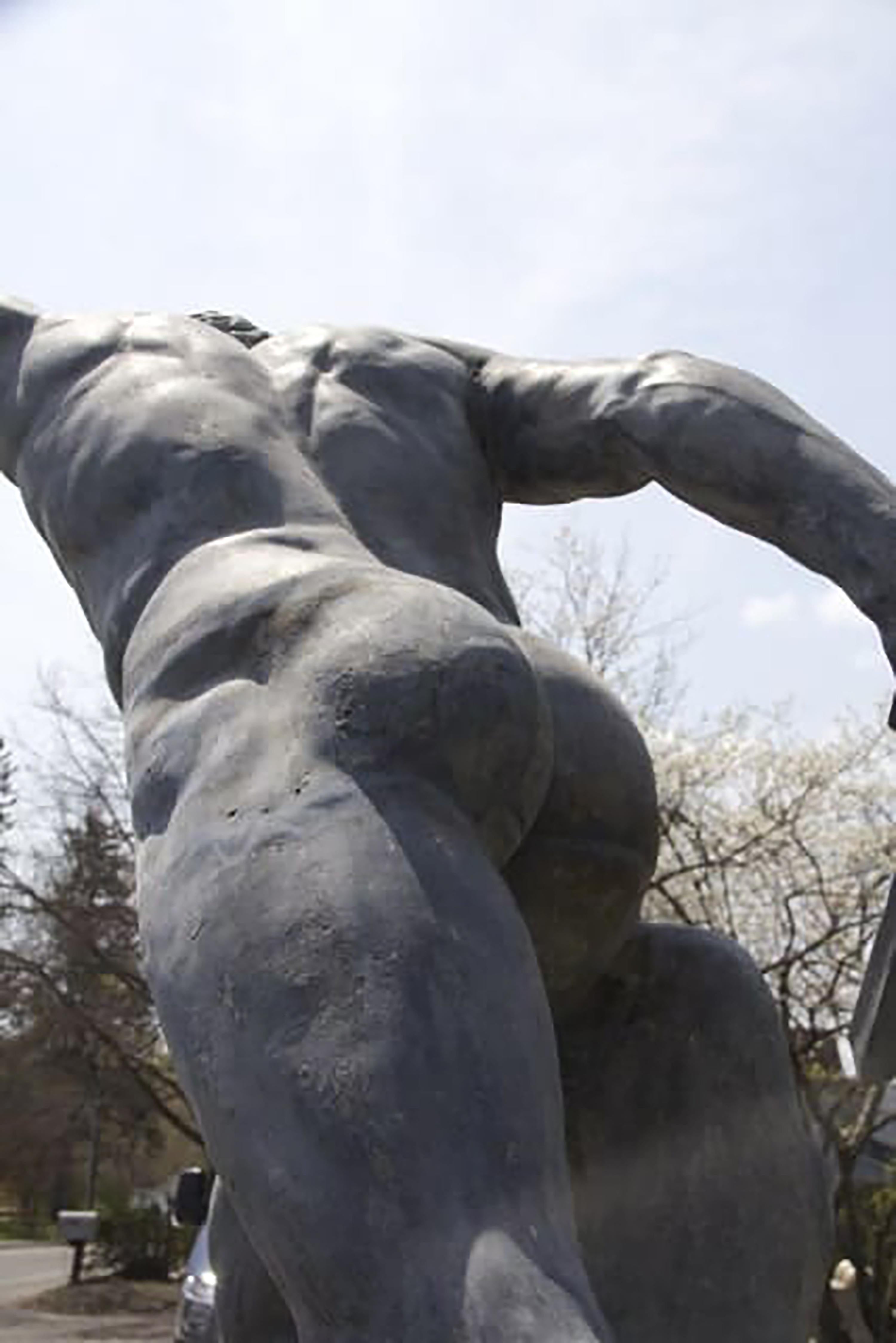 Late 19th Century Monumental Cast Zinc Figure of the Borghese Gladiator by J.W. Fiske Circa 1892 For Sale